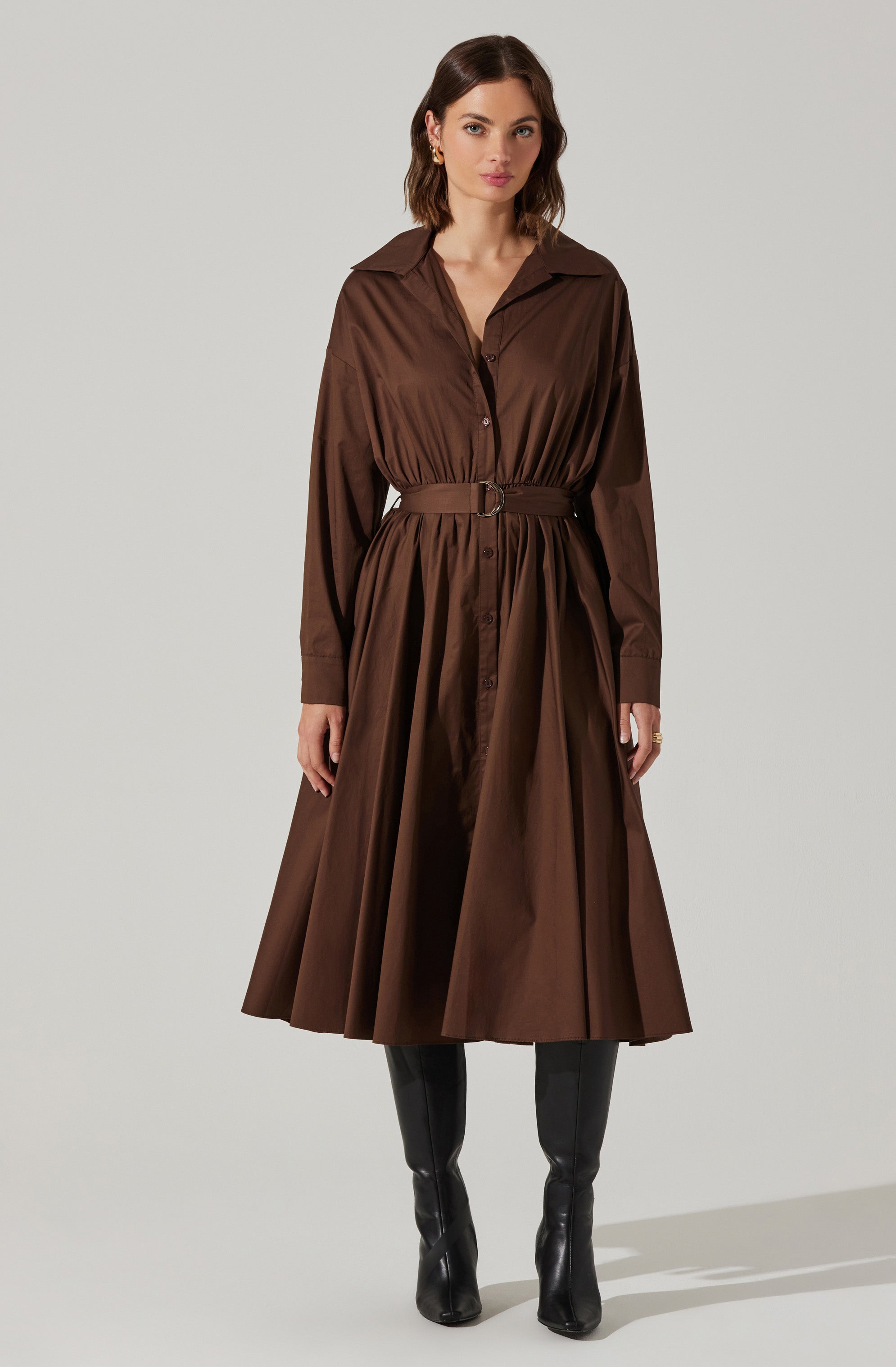Darany Belted Midi Shirt Dress for Women - Stylish Casual & Office Wear - Perfect for Work, Date Night & Spring Outfits