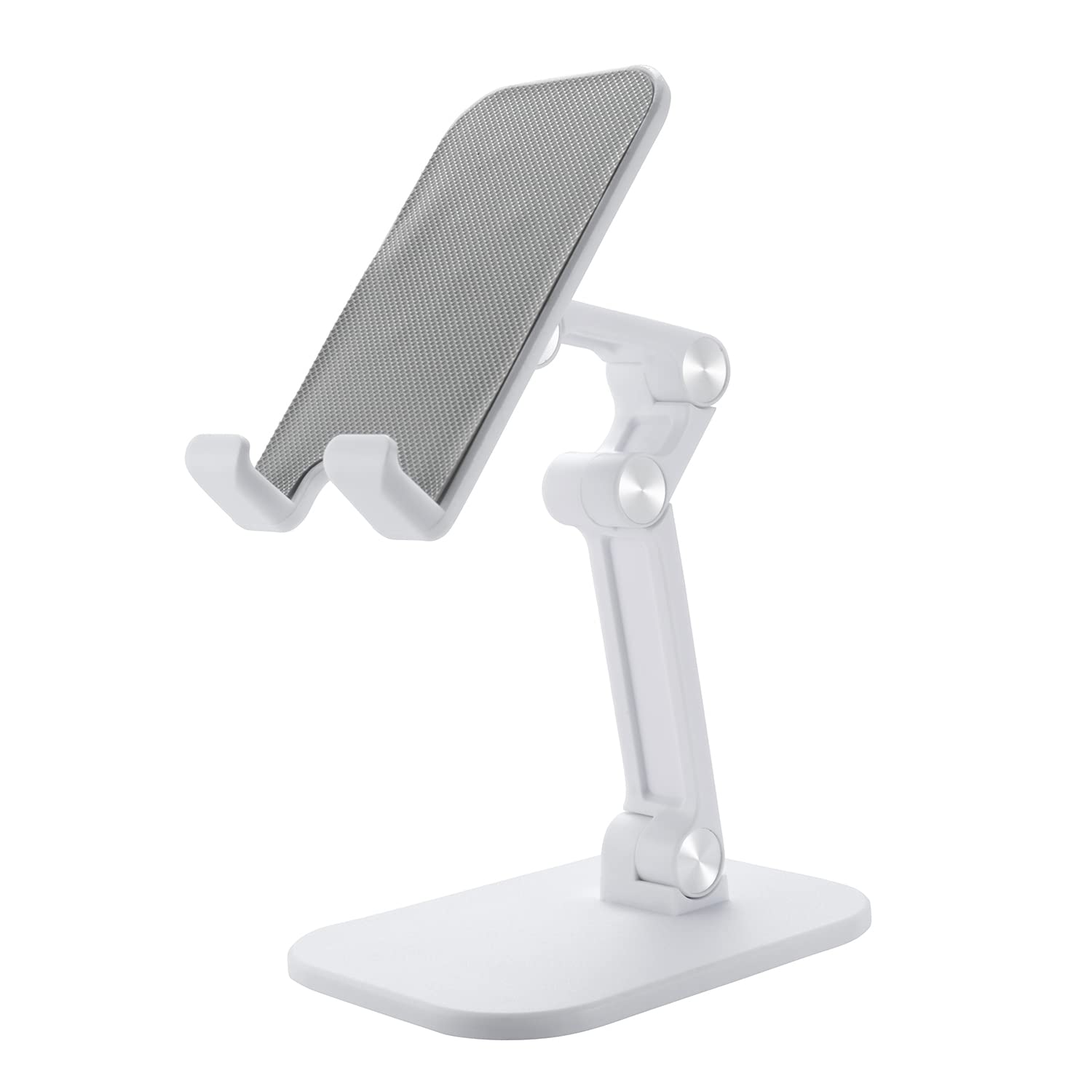 Adjustable LAX Gadgets Tablet Stand & Phone Holder - Foldable Desk Stand for iPhone, iPad, Kindle & All Smartphones (White) - Perfect for Home Office, Video Calls & Hands-Free Viewing