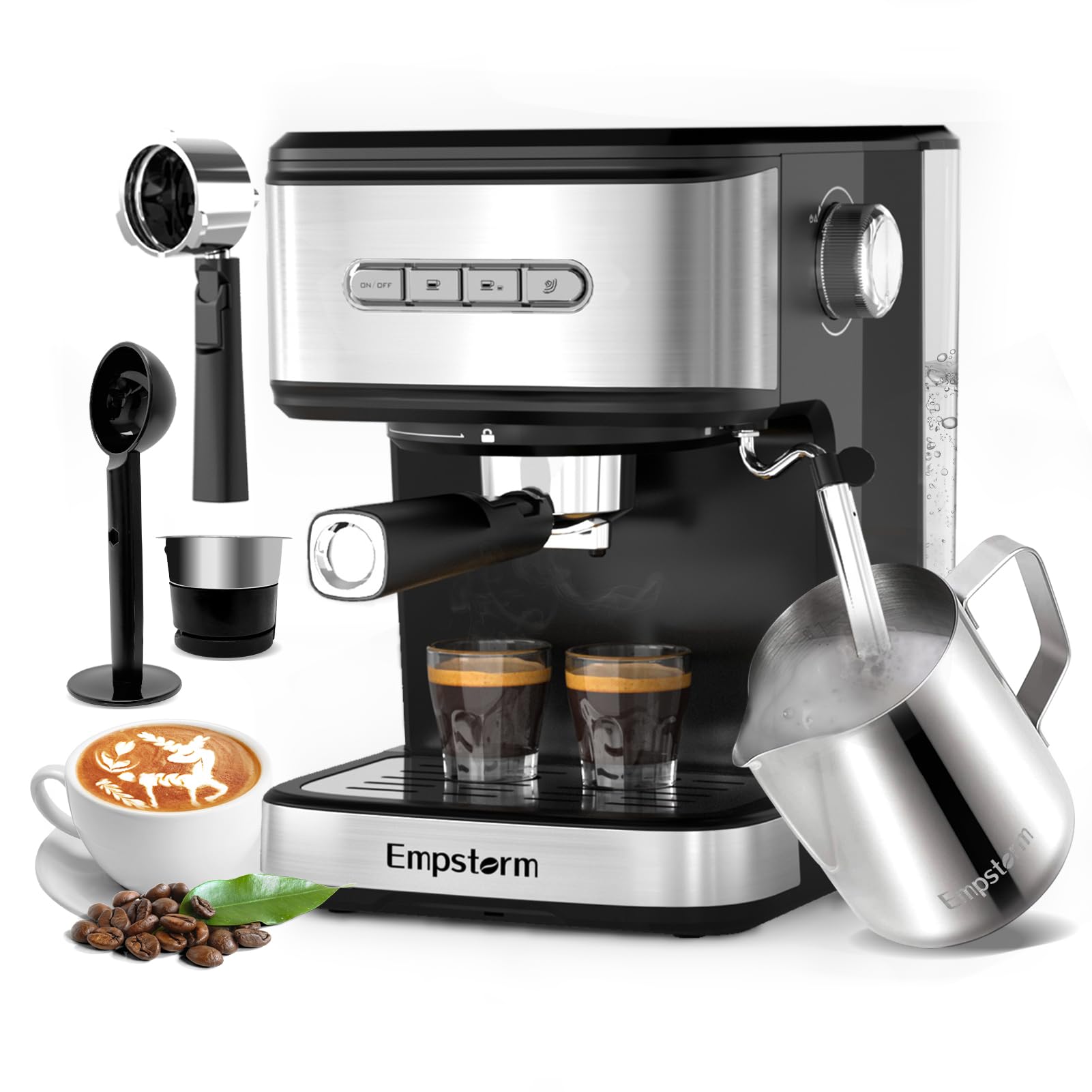 20 Bar Professional Espresso Machine with Milk Frother Steam Wand - Automatic Shut-off, Perfect for Home Baristas & Coffee Lovers - Make Lattes, Cappuccinos & More for Breakfast, Office or Cafe Use