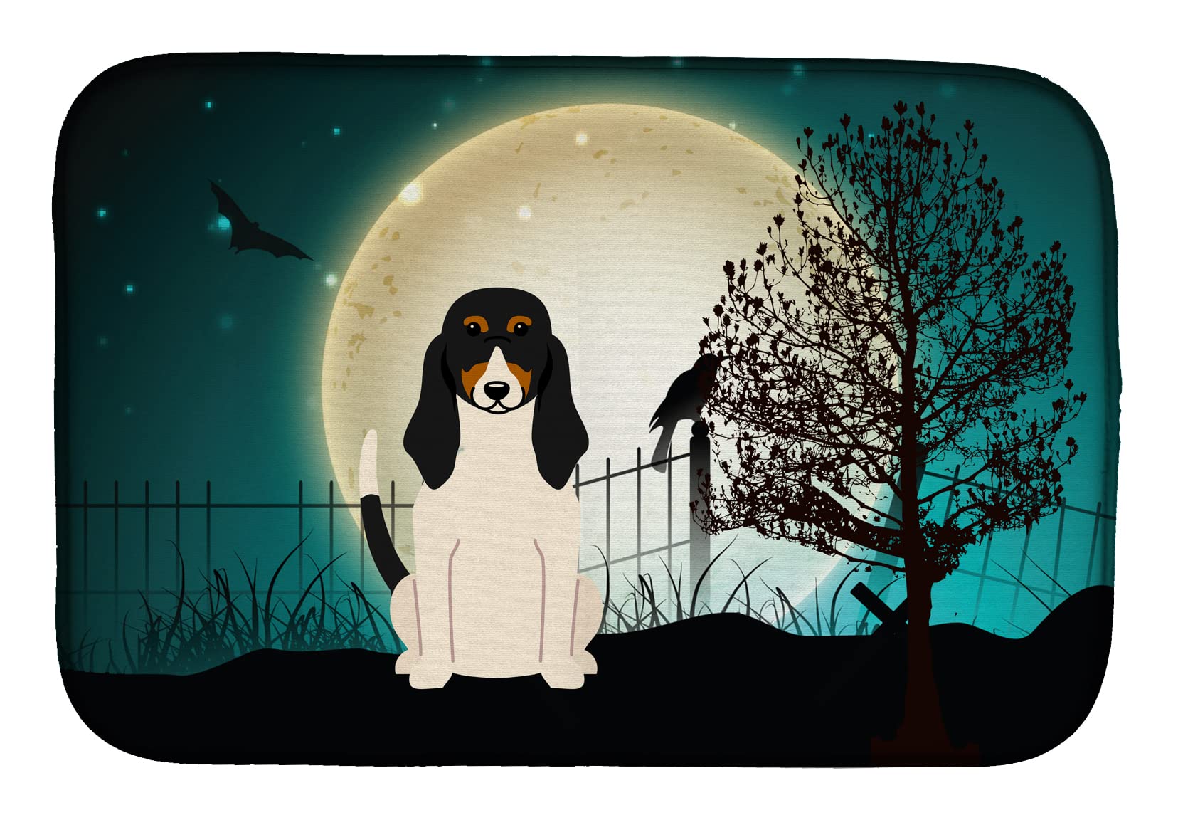 Scary Swiss Hound Dish Drying Mat - Absorbent Kitchen Counter Pad (14x21