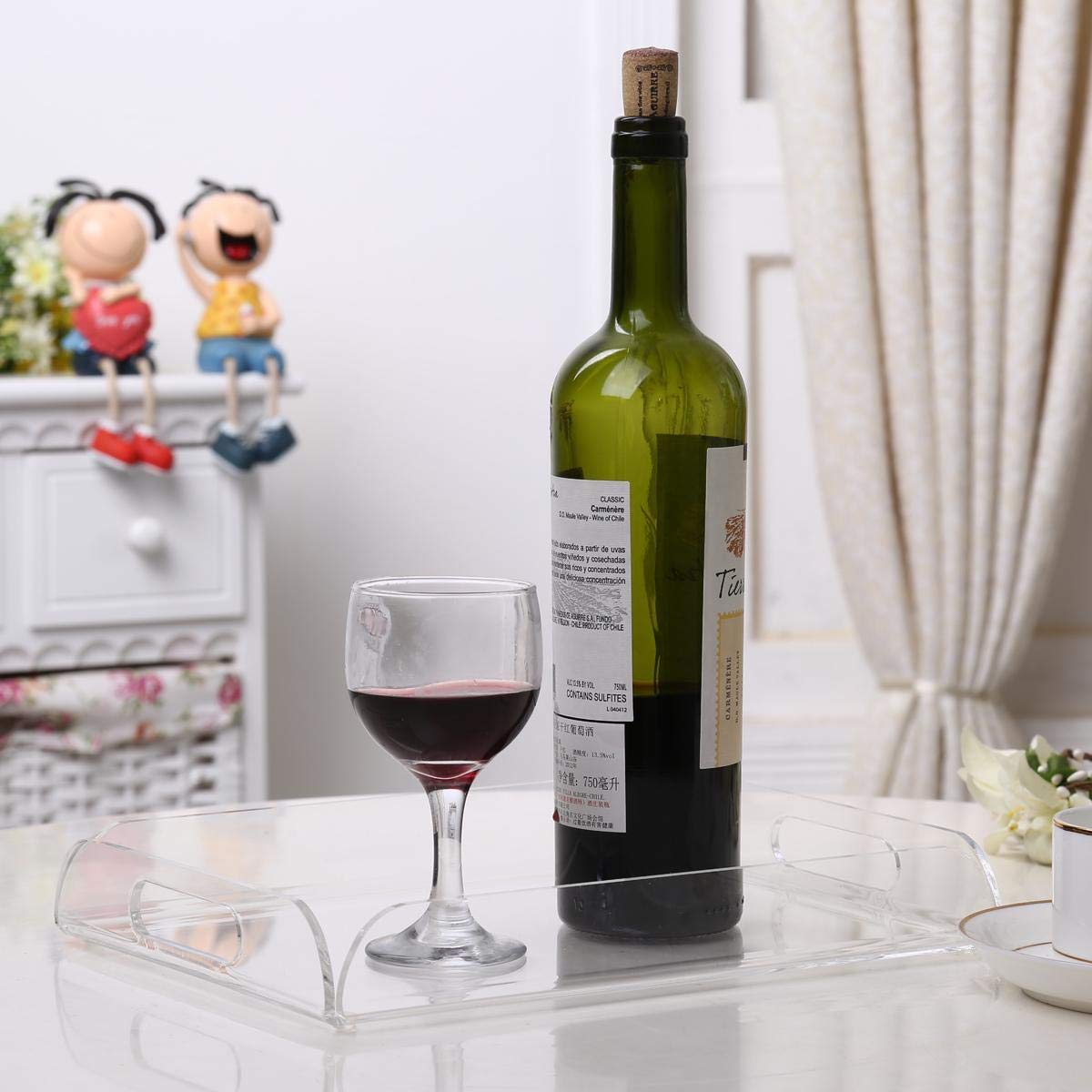 Clear Acrylic A4 Serving Tray with Handles - Stylish Coffee Table Tray for Breakfast, Snacks & Decor - Perfect for Dining, Living Room & Office Use