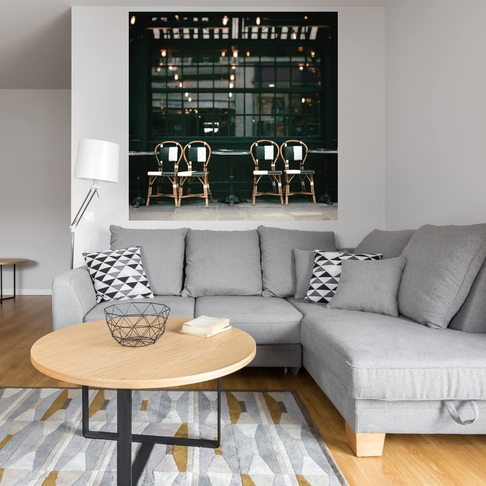 Paris Cafe No. 20 Fine Art Canvas Wall Decor by Artist Carina Okula - 32x32 Inch Ready to Hang Painting for Living Room, Bedroom, Office - Perfect for Home, Cafe & Restaurant Decor