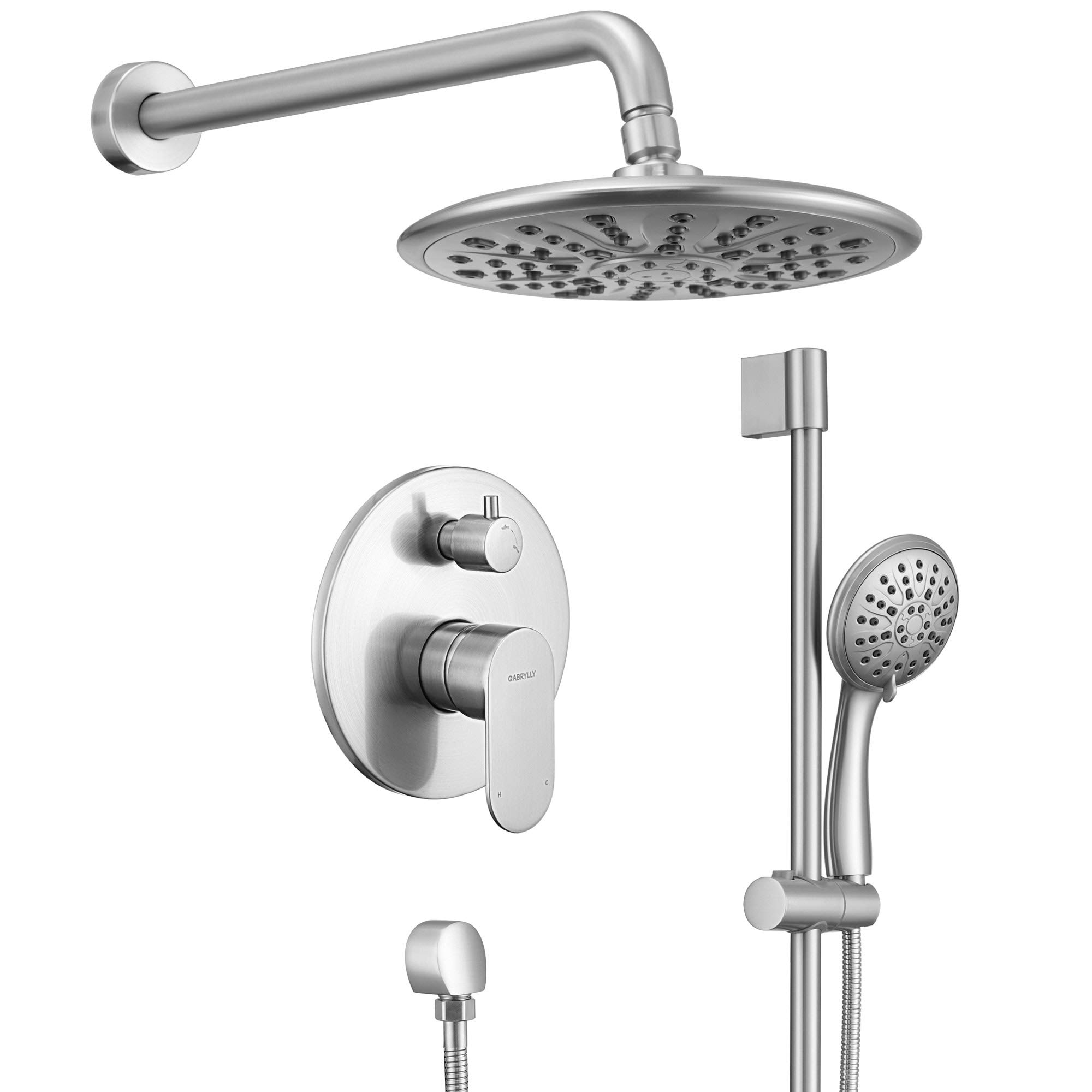 Gabrylly Brushed Nickel Shower System - 8