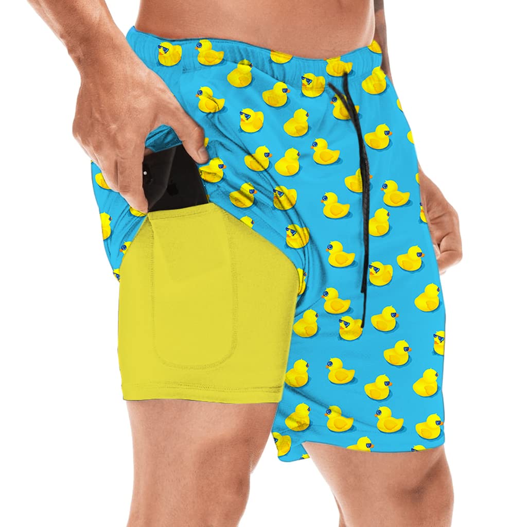 Rashmika Men's 2-in-1 Running Workout Shorts - Quick Dry Gym Athletic Shorts with Pockets & Compression Liner - Perfect for Jogging, Training, Swimming & Outdoor Activities