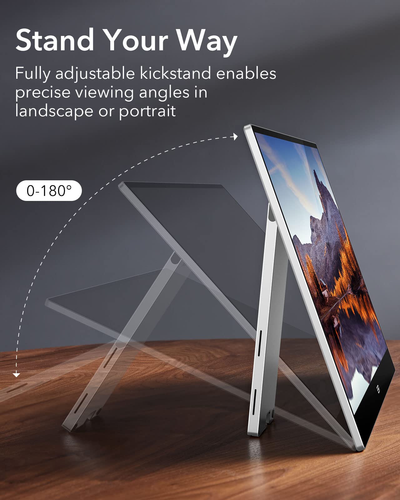 ESR 15.6 Inch Portable Monitor for Laptop - Ultra Slim FHD 1080P USB-C External Display with Adjustable Stand | Perfect for Business Travel, Home Office & Gaming Setup