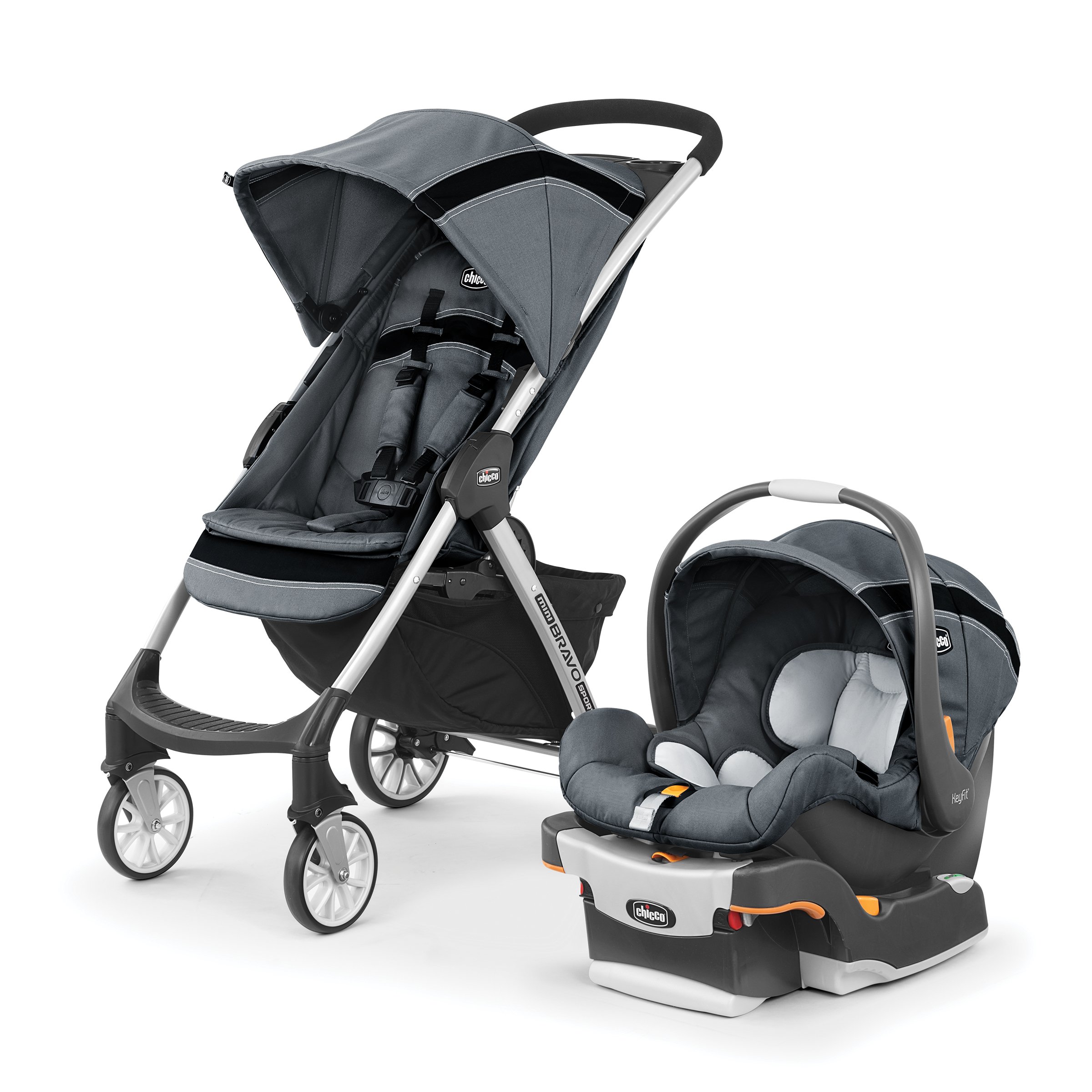 Chicco Mini Bravo Sport Travel System Stroller - Lightweight Carbon Frame for Easy Travel | Perfect for Newborns, Infants & Toddlers | Ideal for Shopping, Walks & Airports