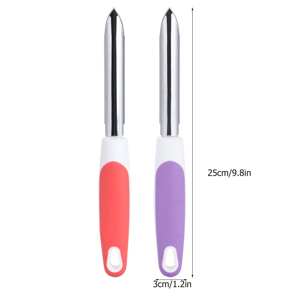 Premium Stainless Steel Fruit Corer Set - 2Pcs Kitchen Tool for Apples, Pears, Peppers | Orange & Purple (9.8x1.2in) | Perfect for Meal Prep, Fruit Platters & Healthy Snacks
