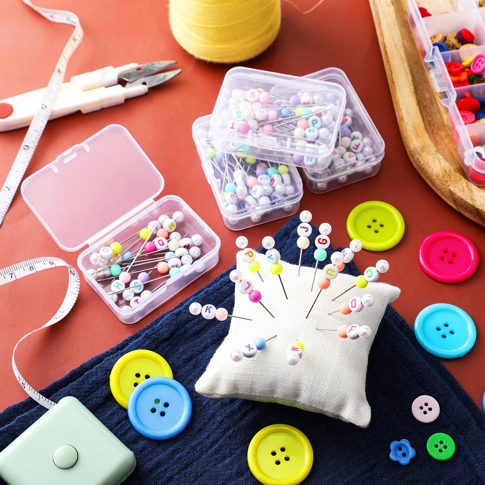 Dingion 104-Piece Numbered Quilting Pins with Alphabet - 1.97 Inch Straight Pins for Fabric, DIY Jewelry, Dressmaking | Colorful Heads & Storage Box | Perfect for Sewing, Quilting, Craft Projects