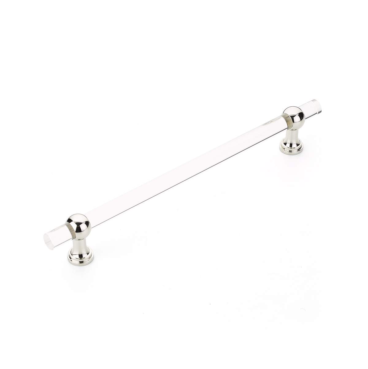 Lucite Transitional Polished Nickel Adjustable Drawer Pulls - Clear Acrylic Cabinet Knobs for Kitchen & Bathroom (12