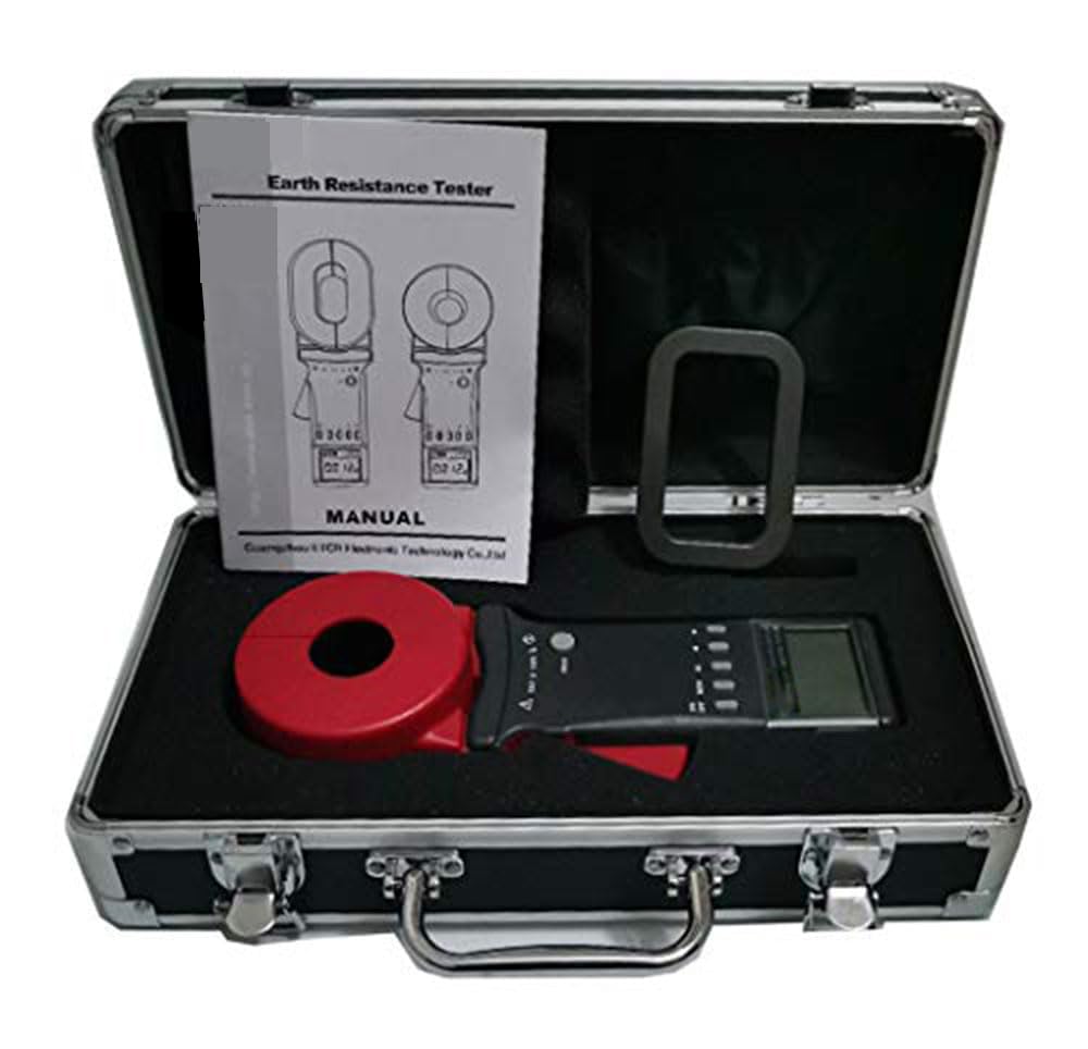 Digital Clamp Ground Resistance Tester Meter - 0.01 to 200Ω Range, LCD Display - for Electrical System Testing, Industrial Maintenance & Solar Panel Installation