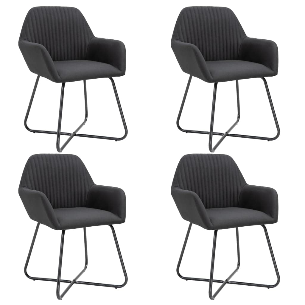 4-Piece Black Fabric Dining Chairs Set - Modern Comfortable Kitchen Chairs for Dining Room, Living Room, Bedroom & Restaurant Use - Sturdy & Stylish Seating Solution