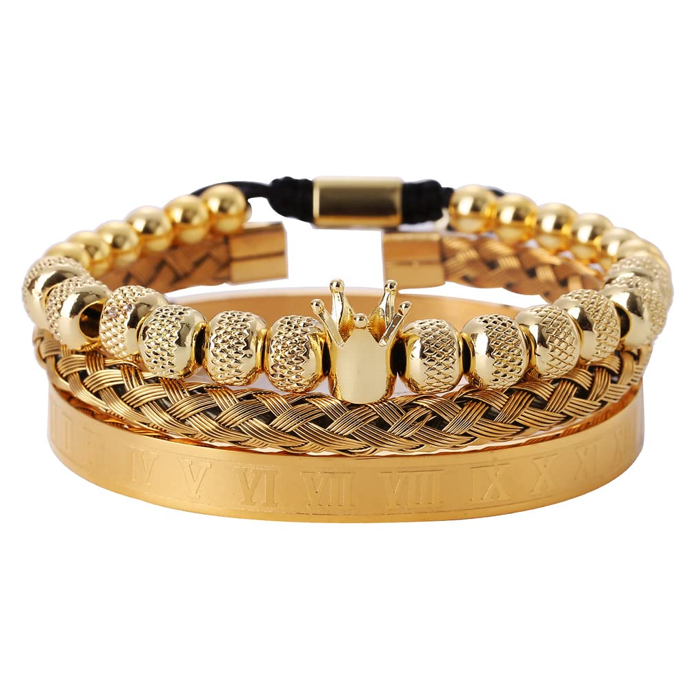 HYHONEY Men's Beaded Bracelet - Stainless Steel Micro Pave Zircon Cuff Bangle for Men & Women | Perfect for Casual Wear, Gifts & Special Occasions