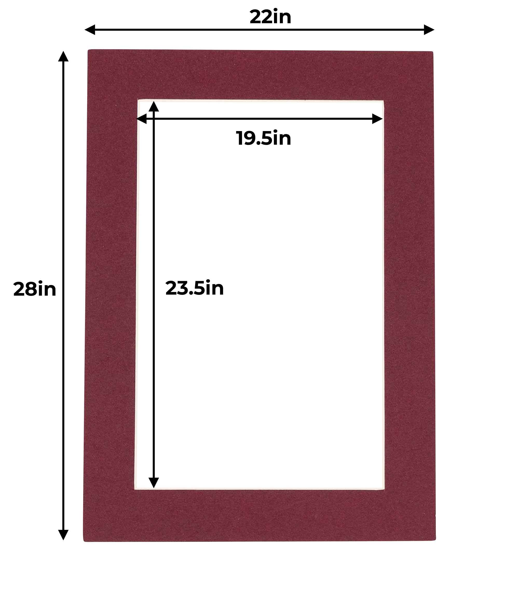 22x28 Inch Precut Maroon Acid-Free Picture Matboard - 10 Pack Bevel Cut Mats for 20x24 Photos & Artwork - Perfect for Framing, Scrapbooking, Home Decor & Gallery Displays