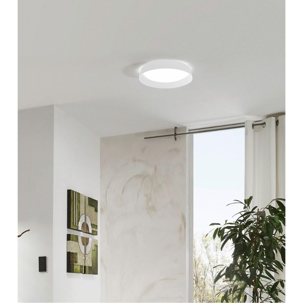 EGLO 93388A White LED Ceiling Light Fixture - Modern Energy Efficient Lighting for Living Room, Bedroom & Kitchen