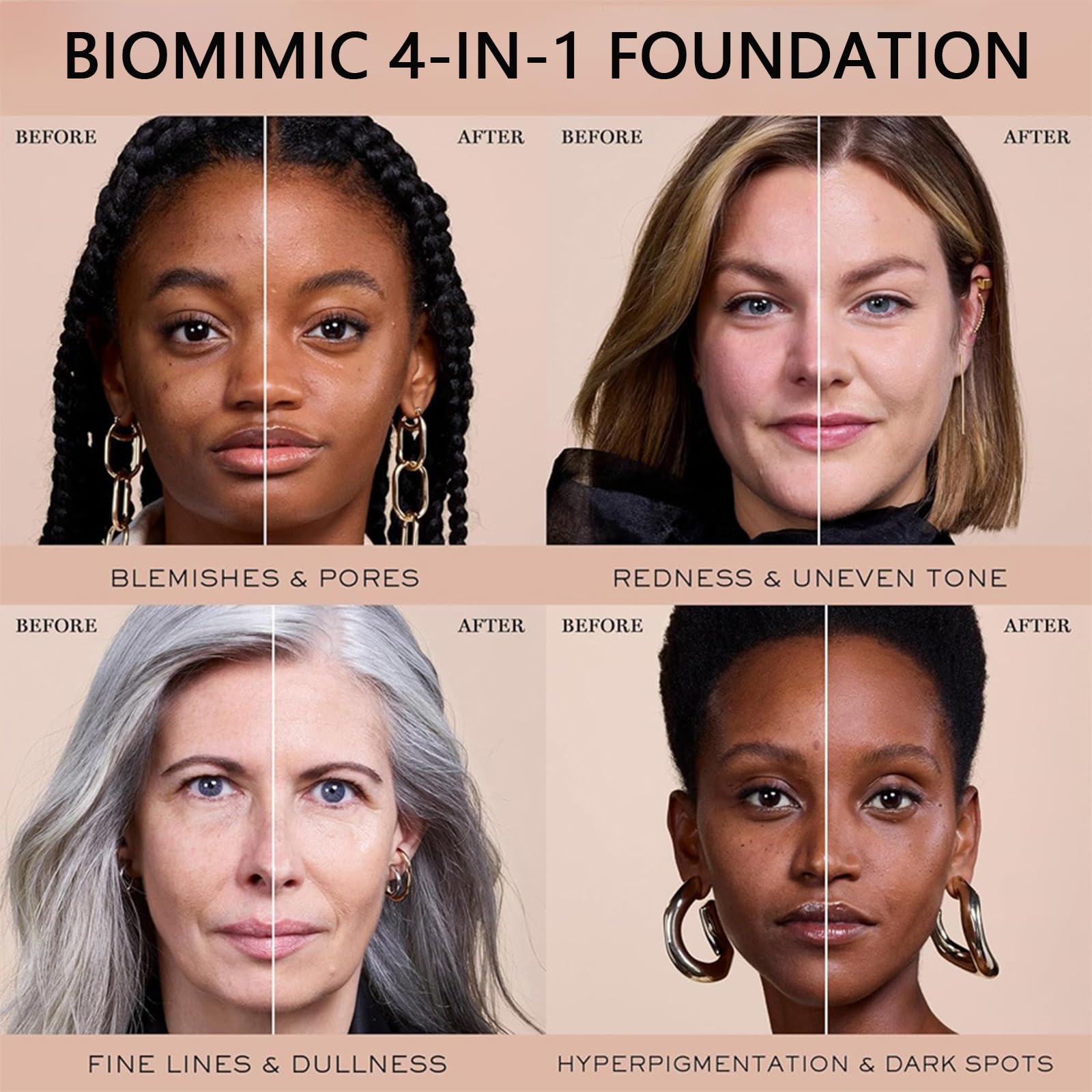 4-in-1 Temperature Changing Liquid Foundation 30g - SPF 50+ Long Lasting Waterproof High Coverage Korean Makeup with Medium Spectrum | Perfect for Daily Wear, Special Occasions & Hot Weather