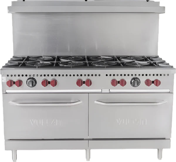 Vulcan SX60F 10B 60-Inch 10-Burner Commercial Gas Range with Dual Standard Ovens - Natural Gas - Ideal for Restaurants, Catering & Large-Scale Cooking