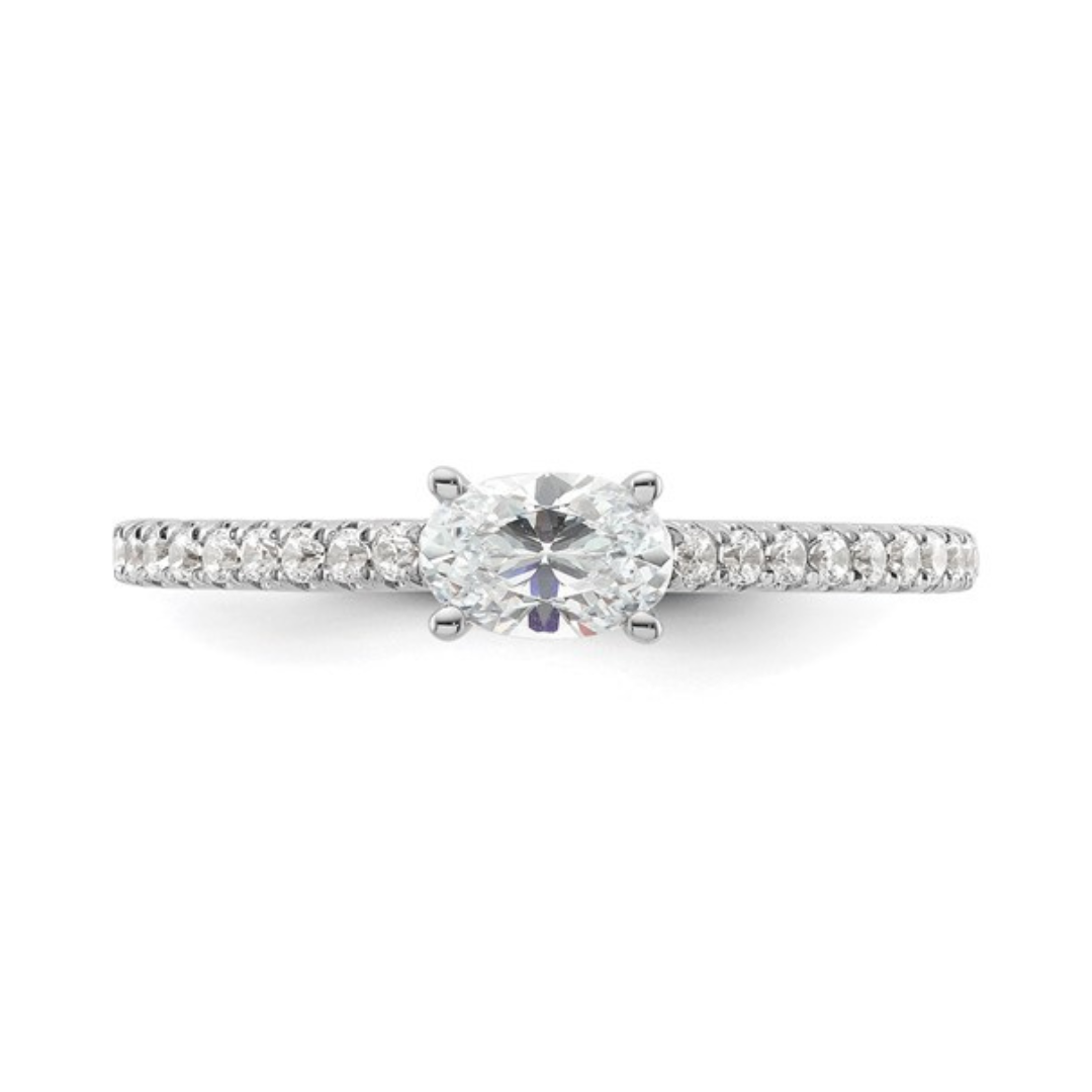 Lab Grown Diamond Oval Engagement Ring - East West Setting, 14K Gold Wedding Band for Women, Perfect for Proposals & Anniversary Gifts