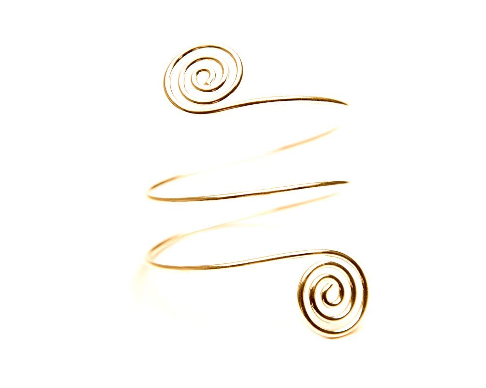 Elegant Gold Swirl Leaf Arm Cuff Bracelet for Women - Boho Chic Upper Arm Bangle, Adjustable Coil Bangle Jewelry - Perfect for Festivals, Parties, and Boho Fashion Accessories