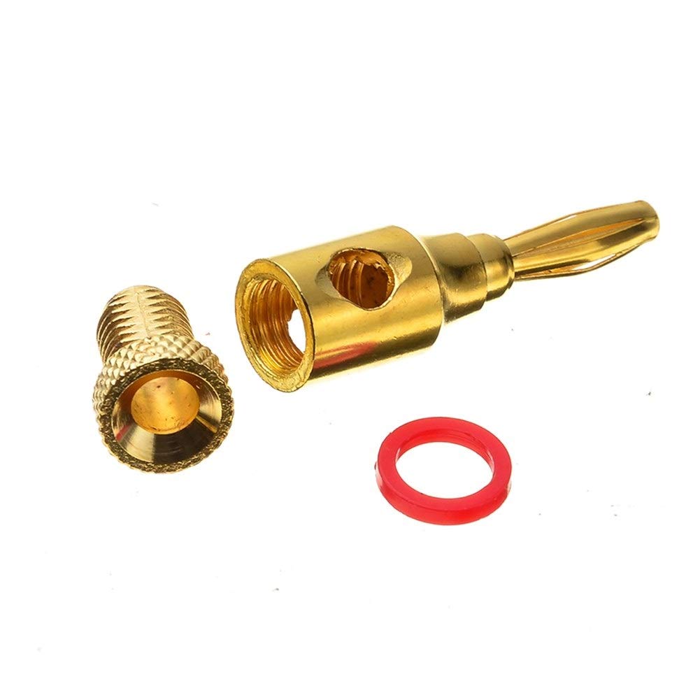 20PCS 4mm 24K Gold Plated Banana Plug Connectors - High Quality Speaker Wire Cable Connectors for Amplifier & Audio Equipment | Perfect for Home Theater, Studio Setup & DIY Audio Projects