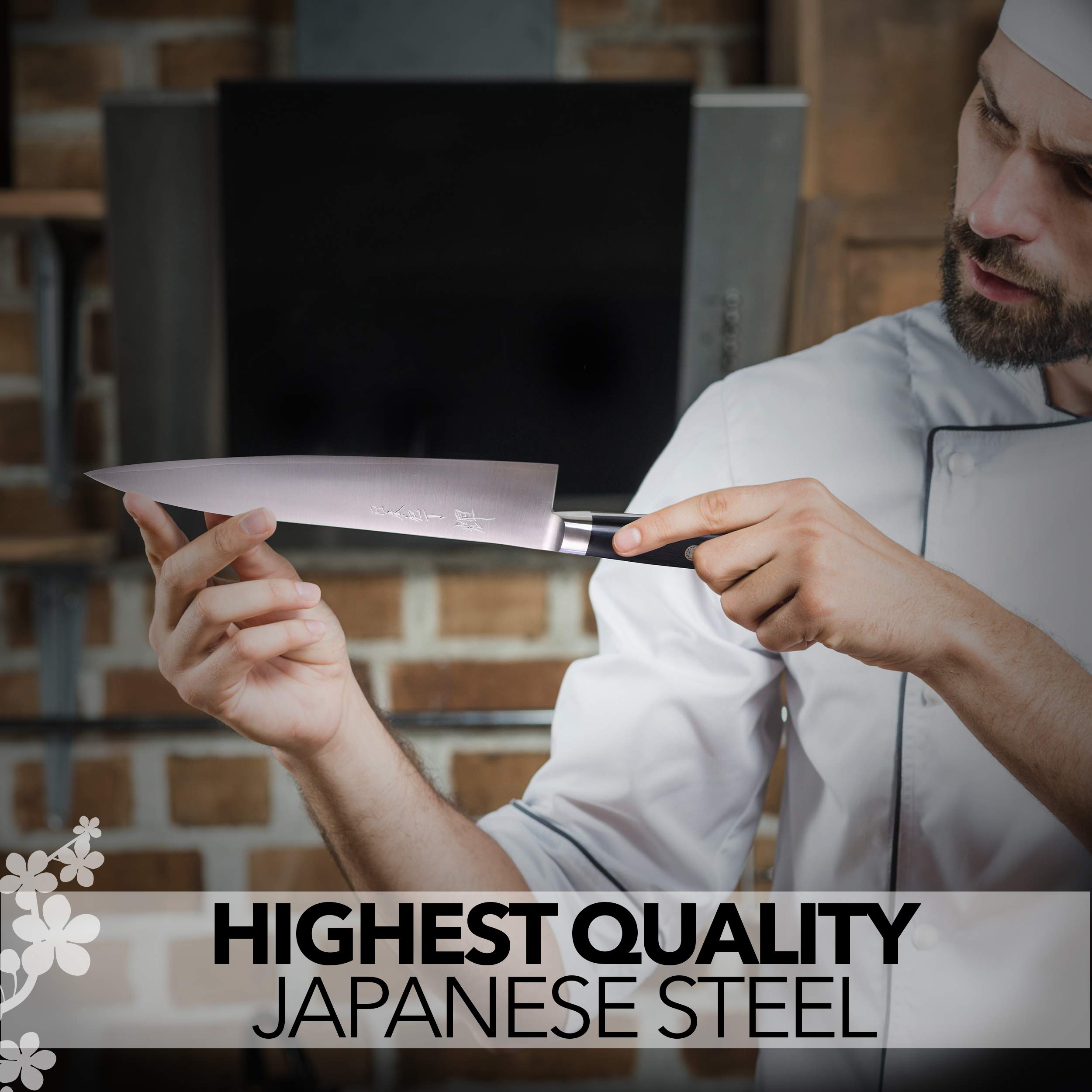 Kagayaki KGR2-3 Professional Gyuto Chef's Knife - 8.2 Inch Japanese Kitchen Knife with R-2 Special Steel Blade & Ergonomic Pakkawood Handle | Perfect for Sushi, Meat Cutting & Precision Cooking