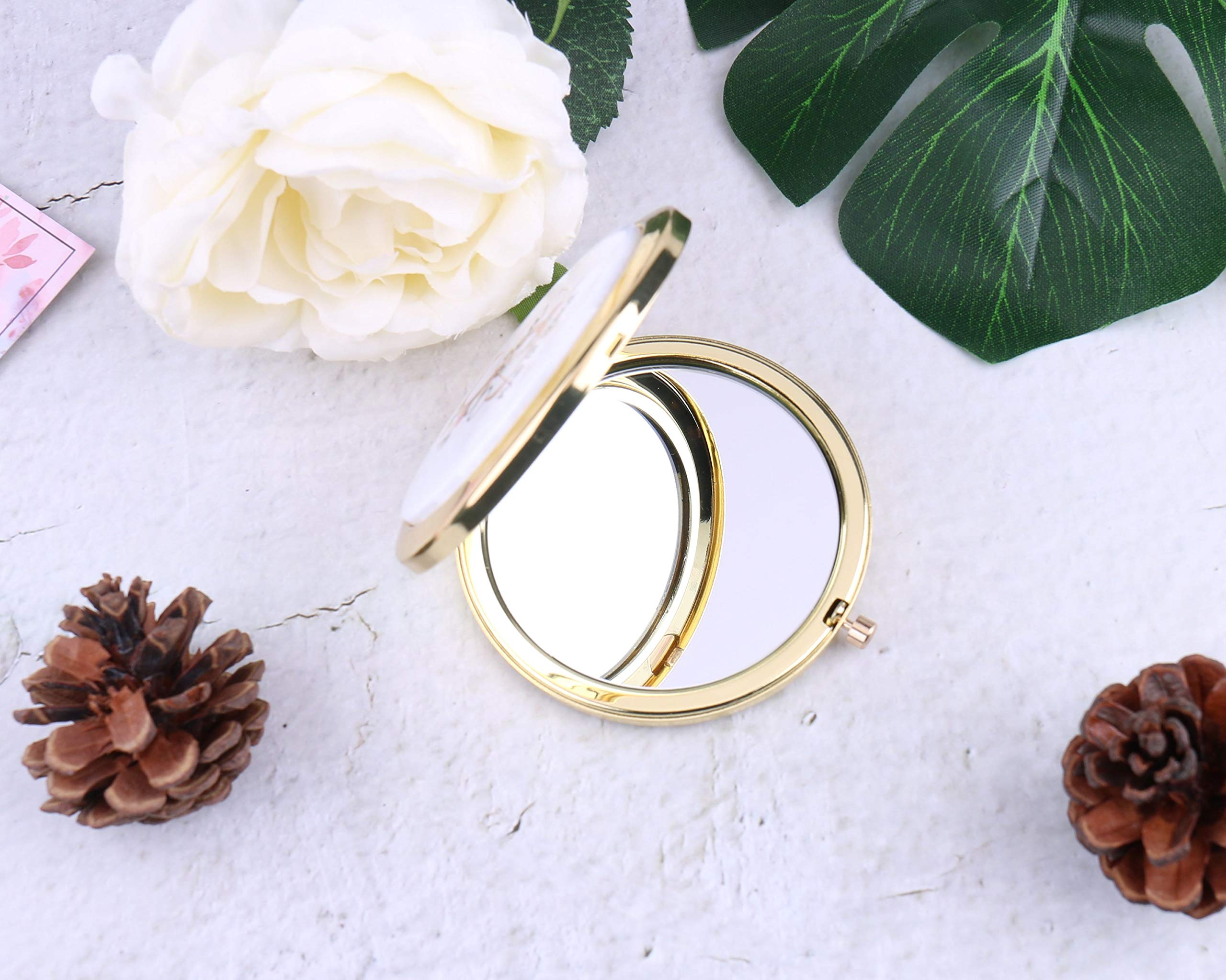 Personalized Monogram Compact Mirror - Elegant Gold Pocket Mirror with Initial (Letter M) - Perfect Bridesmaid Gift, Bachelorette Party Favors & Travel Essential