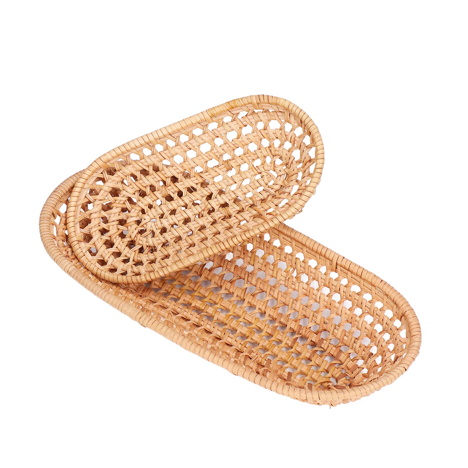 2-Piece Handmade Rattan Bread Baskets - Natural Woven Storage Baskets for Bread, Candy, Biscuits, Finger Food & Fruit - Perfect for Kitchen, Dining Table, Picnics & Party Serving