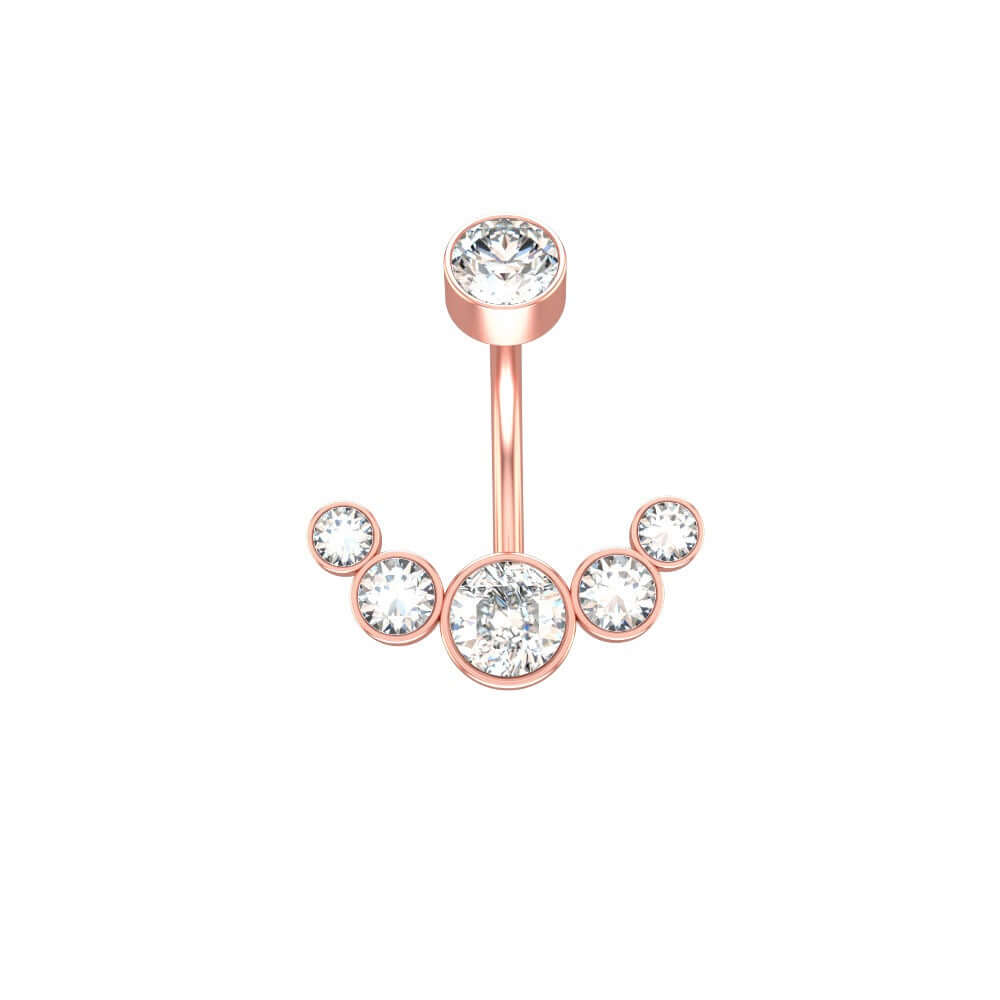 Czech Diamond Navel Ring - Premium 316L Surgical Steel Belly Button Ring | WH6012 for Body Piercing Jewelry & Belly Dance Accessories