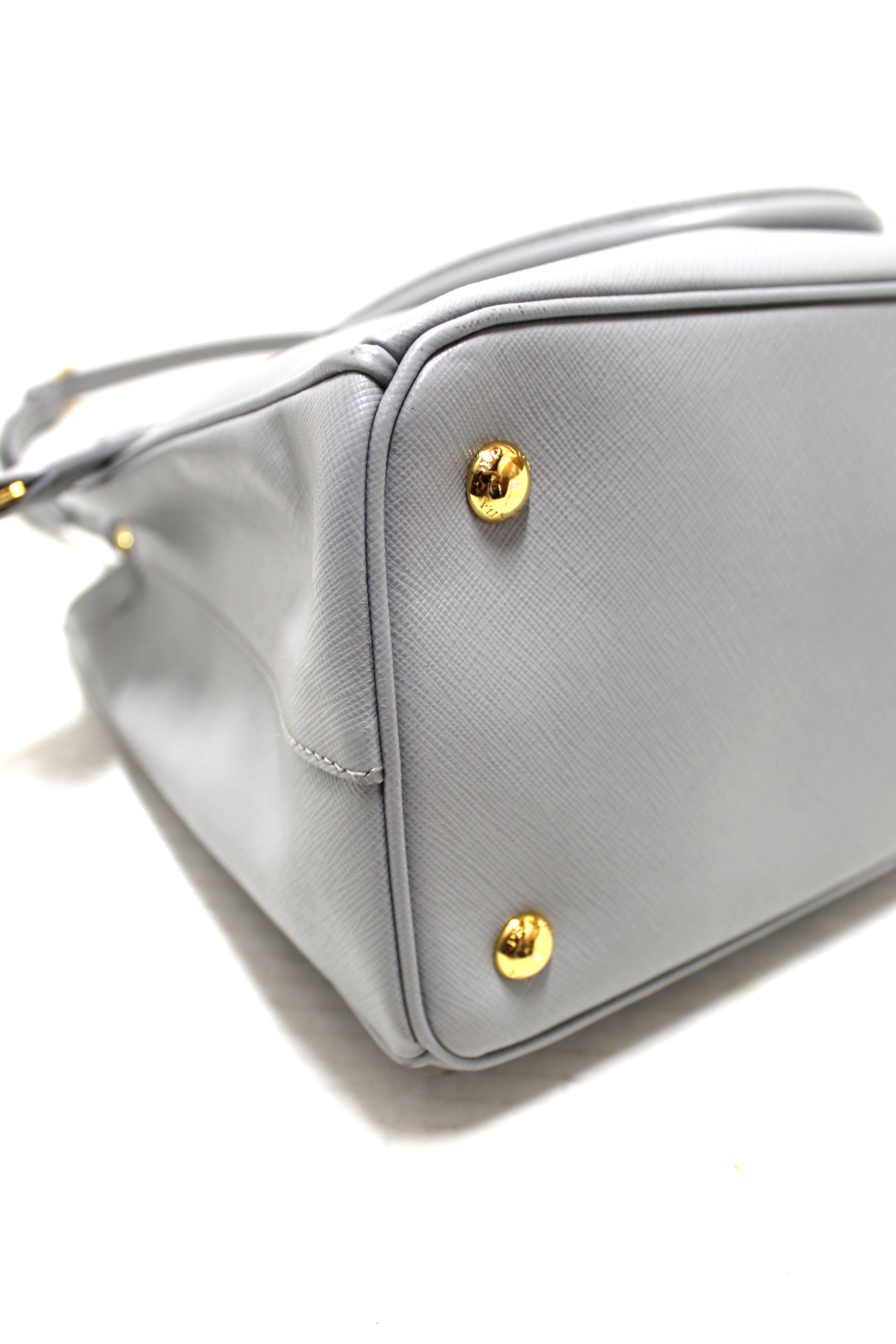 Authentic Prada Grey Saffiano Lux Leather Galleria Large Tote Bag for Women | Luxury Designer Handbag | Perfect for Work, Travel & Everyday Use