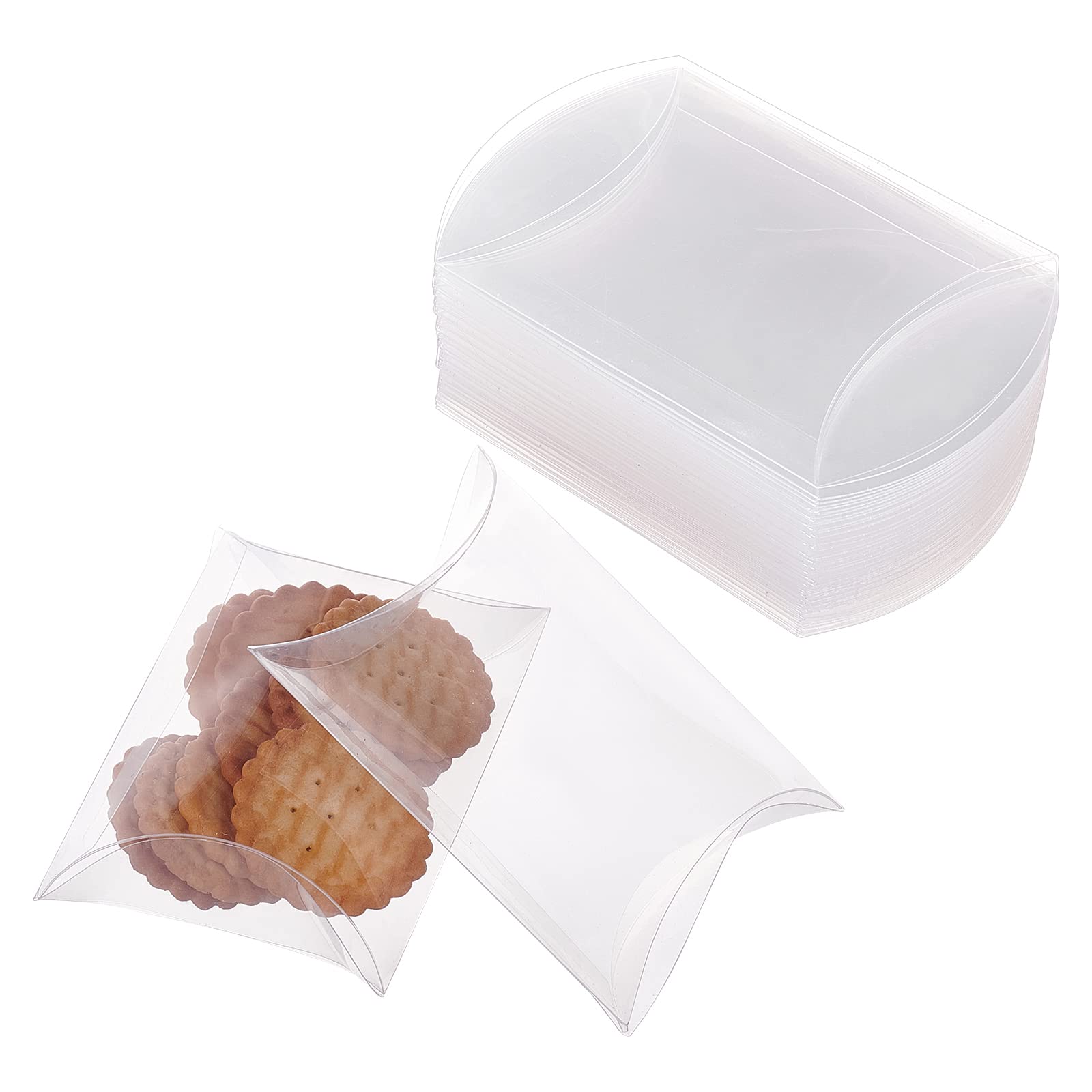 BENECREAT 50 Pack Clear Plastic Favor Boxes 3.5x2.5x1 Inch - Wedding Party Candy Treat Gift Boxes for Favors, Jewelry, Small Gifts & Party Supplies (Great for Bridal Showers, Baby Showers & Birthday Parties)