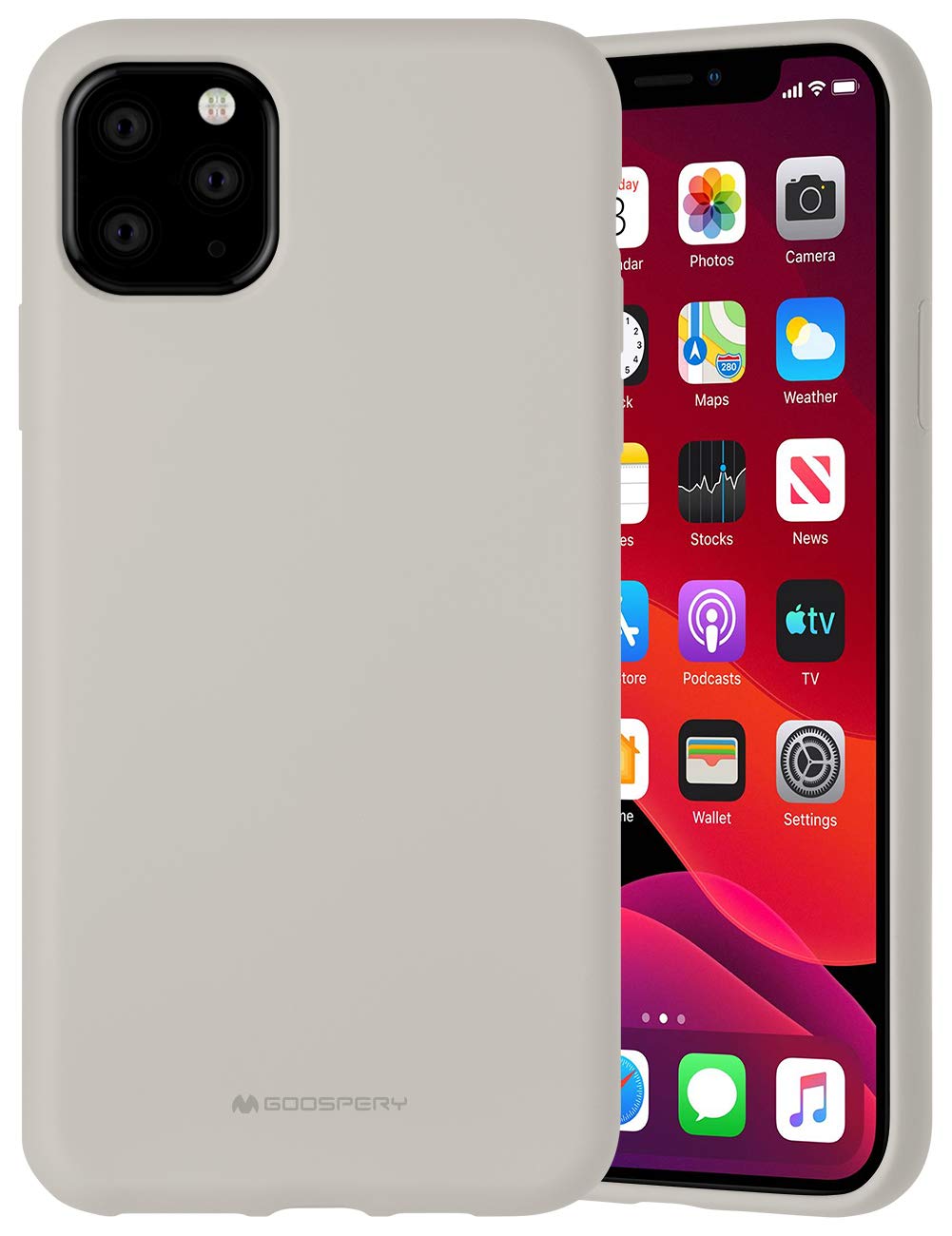 Premium Liquid Silicone Case for Apple iPhone 11 Pro Max (6.5 Inch) - Shockproof Jelly Rubber Bumper with Soft Microfiber Lining (Stone Color) - Perfect for Daily Use, Outdoor Activities & Travel Protection