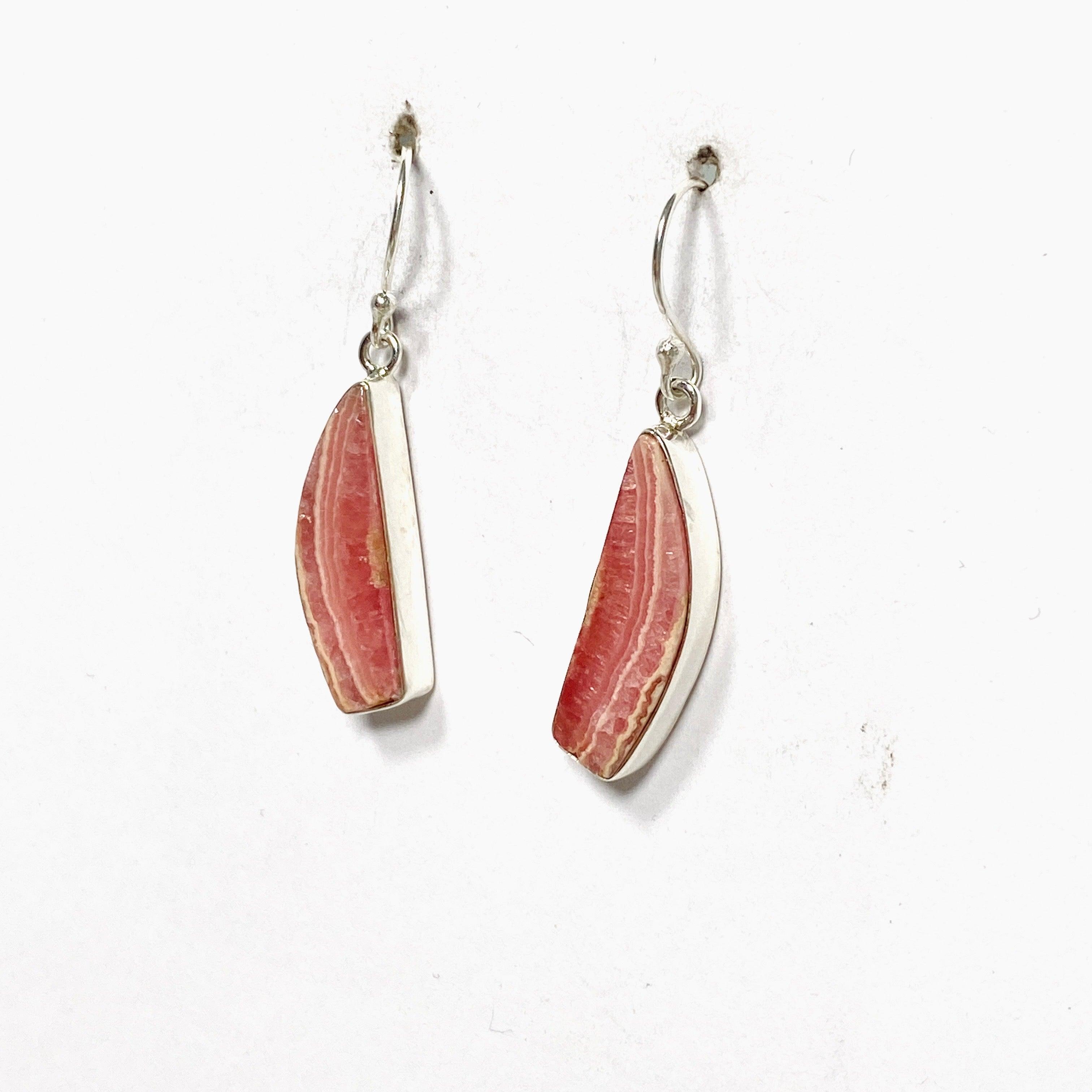 Rhodochrosite Freeform Earrings KEGJ1463 - Handmade Gemstone Jewelry for Women, Boho Dangle Earrings - Perfect for Parties, Weddings & Everyday Wear