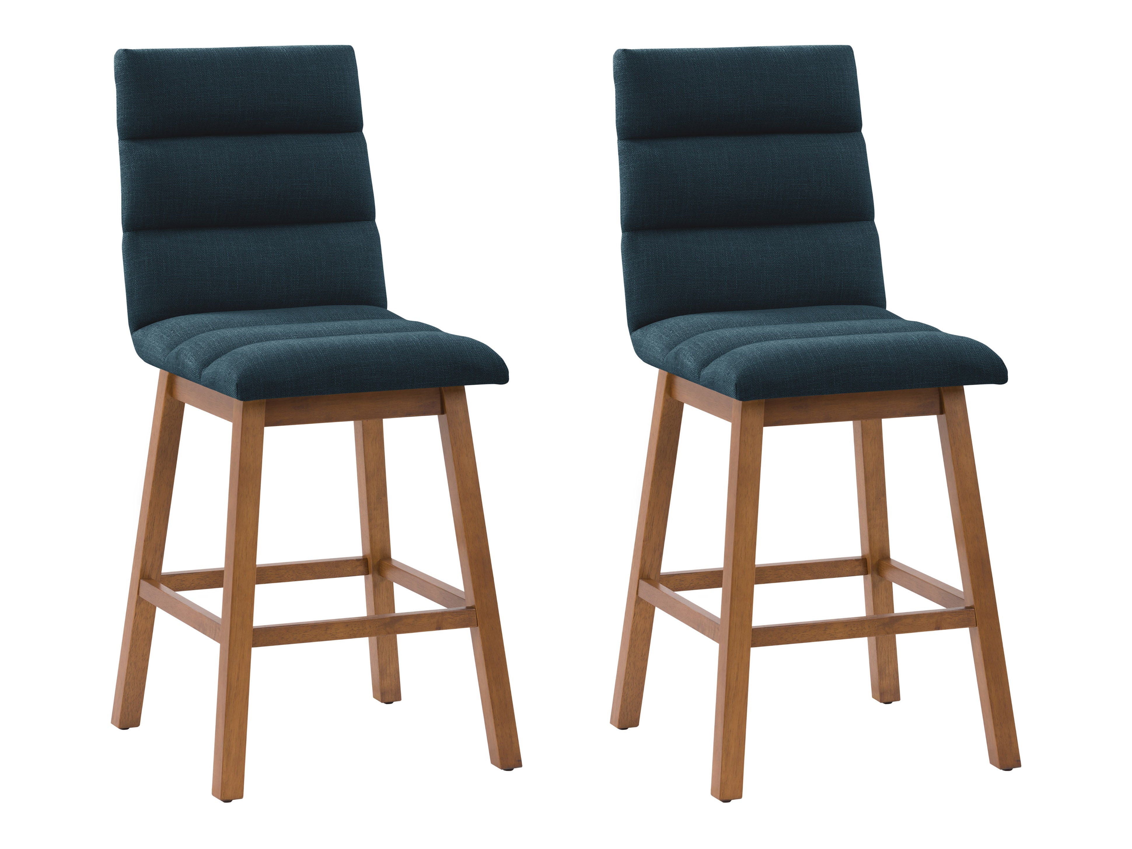 Channel Tufted Bar Stools - Upholstered Counter Height Stools with Button Tufting, Set of 2 - Perfect for Kitchen Island, Breakfast Bar, and Home Decor