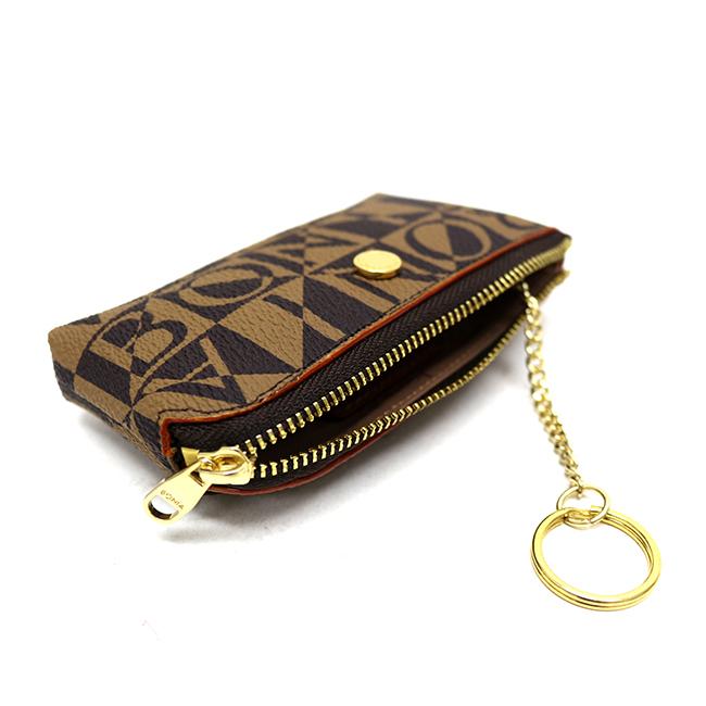 Bonia Monogram Coin Purse Wallet for Women - Genuine Leather Small Zipper Wallet for Cash & Cards - Perfect for Travel, Shopping & Everyday Use