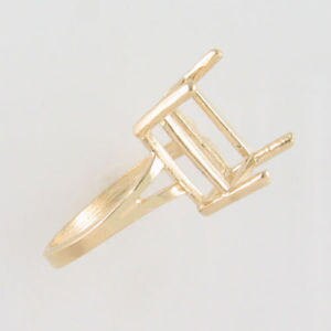 14K Solid Gold Emerald Cut Blank Ring Setting - 9x7mm & 16x12mm Sizes (5,6,7,8) for Custom Jewelry Making - Perfect for Engagement Rings, Wedding Bands & DIY Jewelry Projects