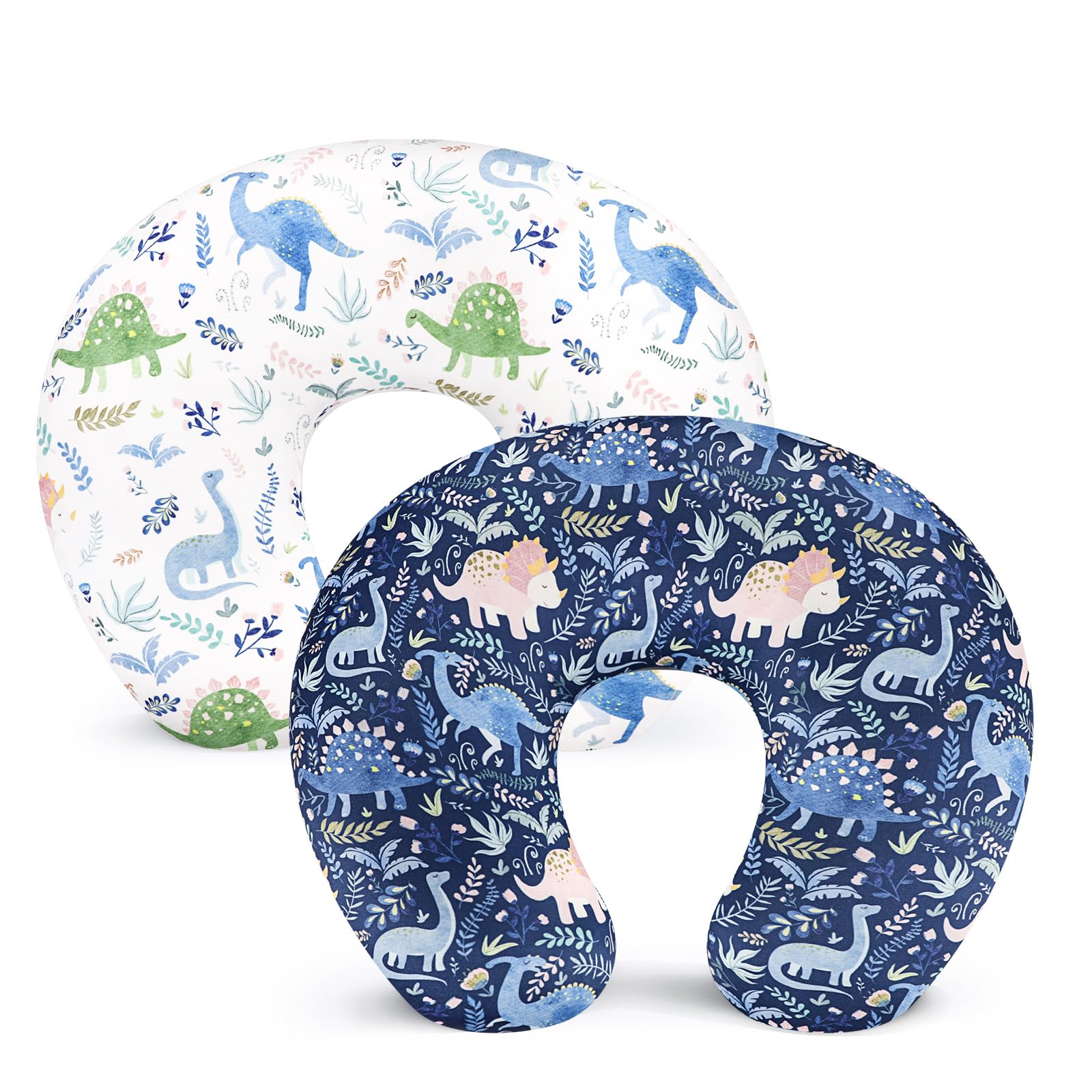Pea Pod Nursing Pillow Cover 2 Pack - Soft & Stretchy Breastfeeding Pillow Slipcovers for Newborns, Baby Girls & Boys - Removable Dinosaur Print Pillowcase - Perfect for Nursing, Bottle Feeding & Cuddle Time