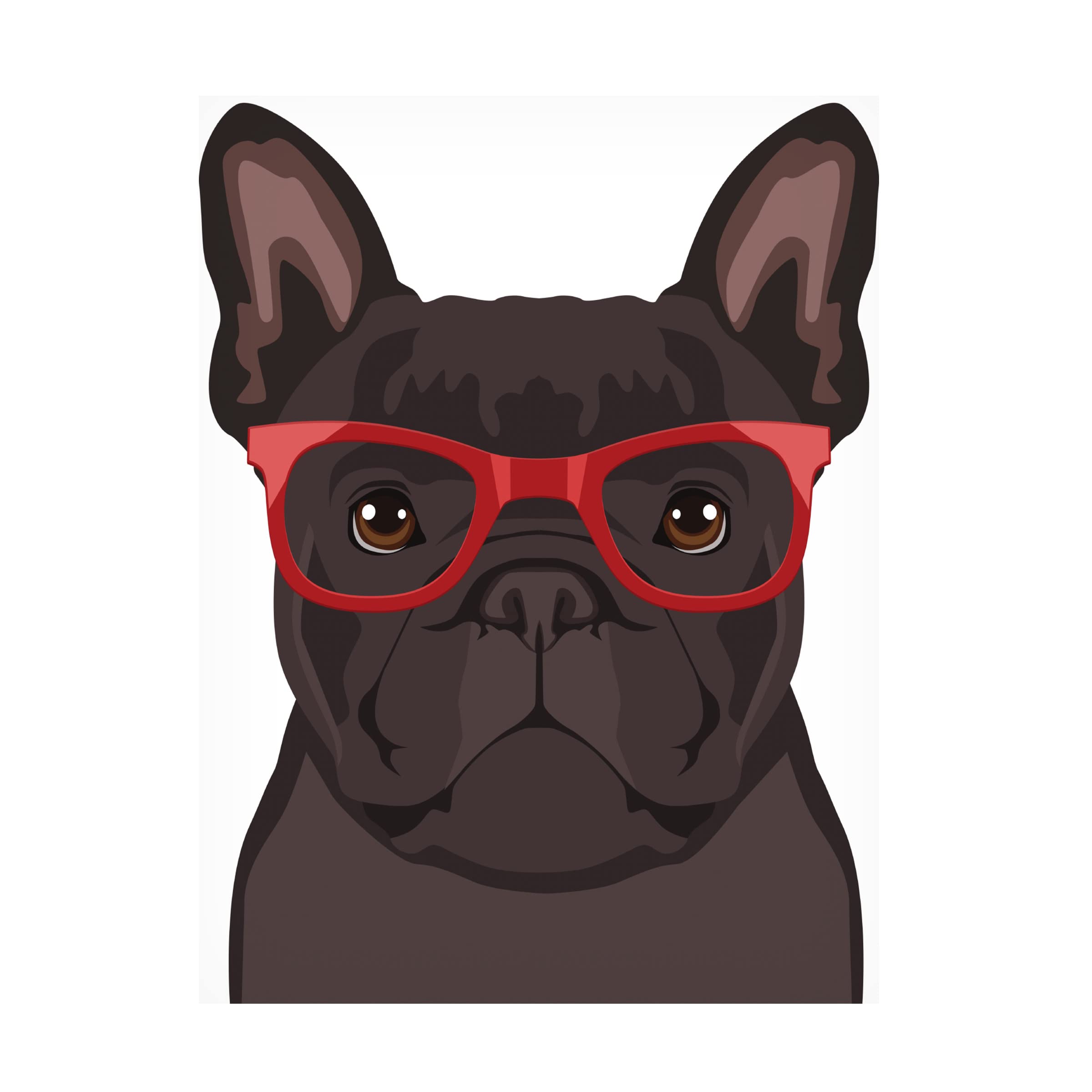 French Bulldog Wearing Hipster Glasses Canvas Wall Art Print - Modern Home Decor for Living Room, Bedroom & Office - Funny Dog Lover Gift Idea