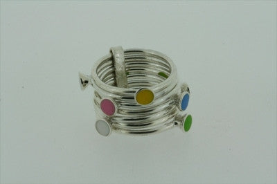 Colorful Week Rings for Women - 7 Pack Adjustable Stackable Fashion Rings Set - Perfect for Daily Wear, Parties, and Gifting