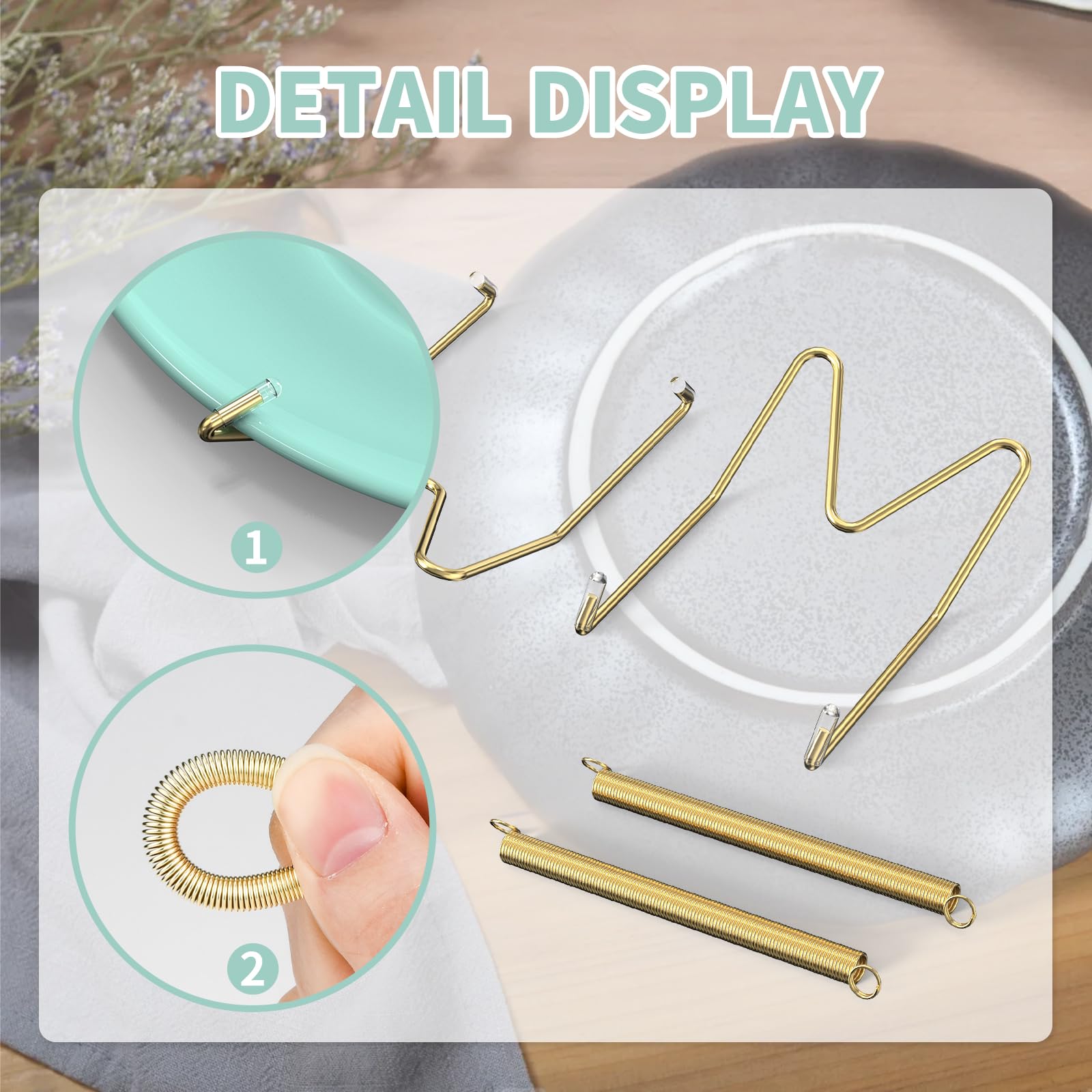 6-Piece Golden Stainless Steel Wall Plate Holders (8/10/12 Inch) - Decorative Plate Hangers for Antique & Art Plates Display - Perfect for Kitchen, Dining Room & Home Decor Wall Arrangements