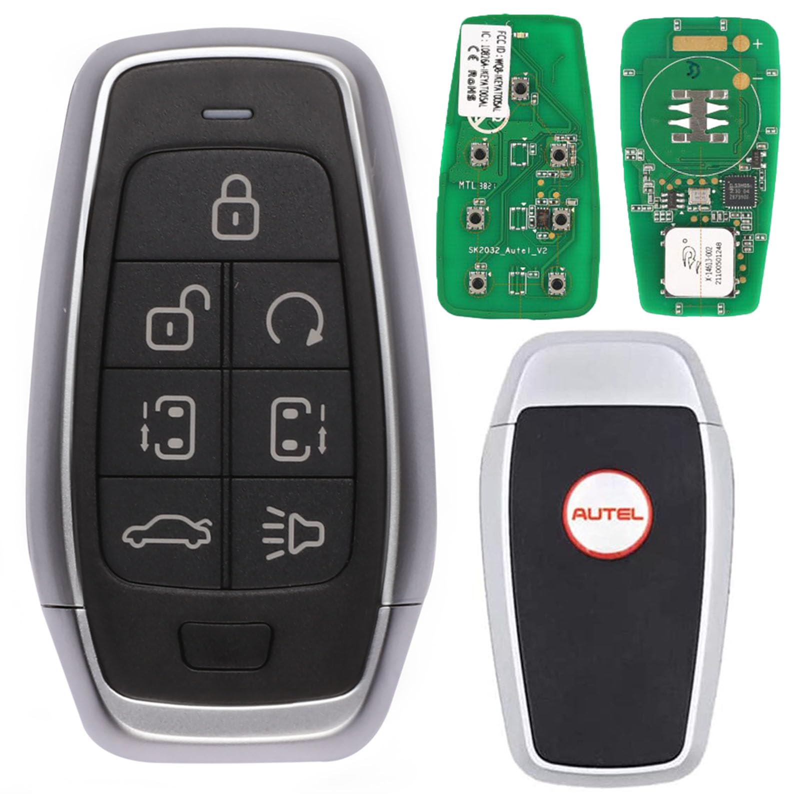 Autel IKEYAT7TPRS Programmable Smart Key Fob 2024 - Universal 7-Button Car Key Replacement for 700+ Vehicles | Long Range, OE-Quality | Compatible with Autel KM100/IM508/IM608 | Perfect for Key Duplication, Vehicle Access & Remote Start
