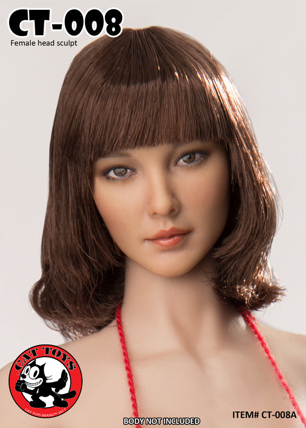 1/6 Scale Female Asian Head Sculpt Figure - Realistic Cat Toy for Collectors | Perfect for Display, Photography & Anime Enthusiasts