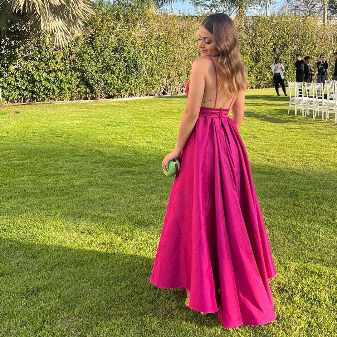 Elegant A-Line Rose Red Satin V-Neck Long Prom Dress J3424 | Formal Evening Gown for Homecoming, Ball & Special Occasions