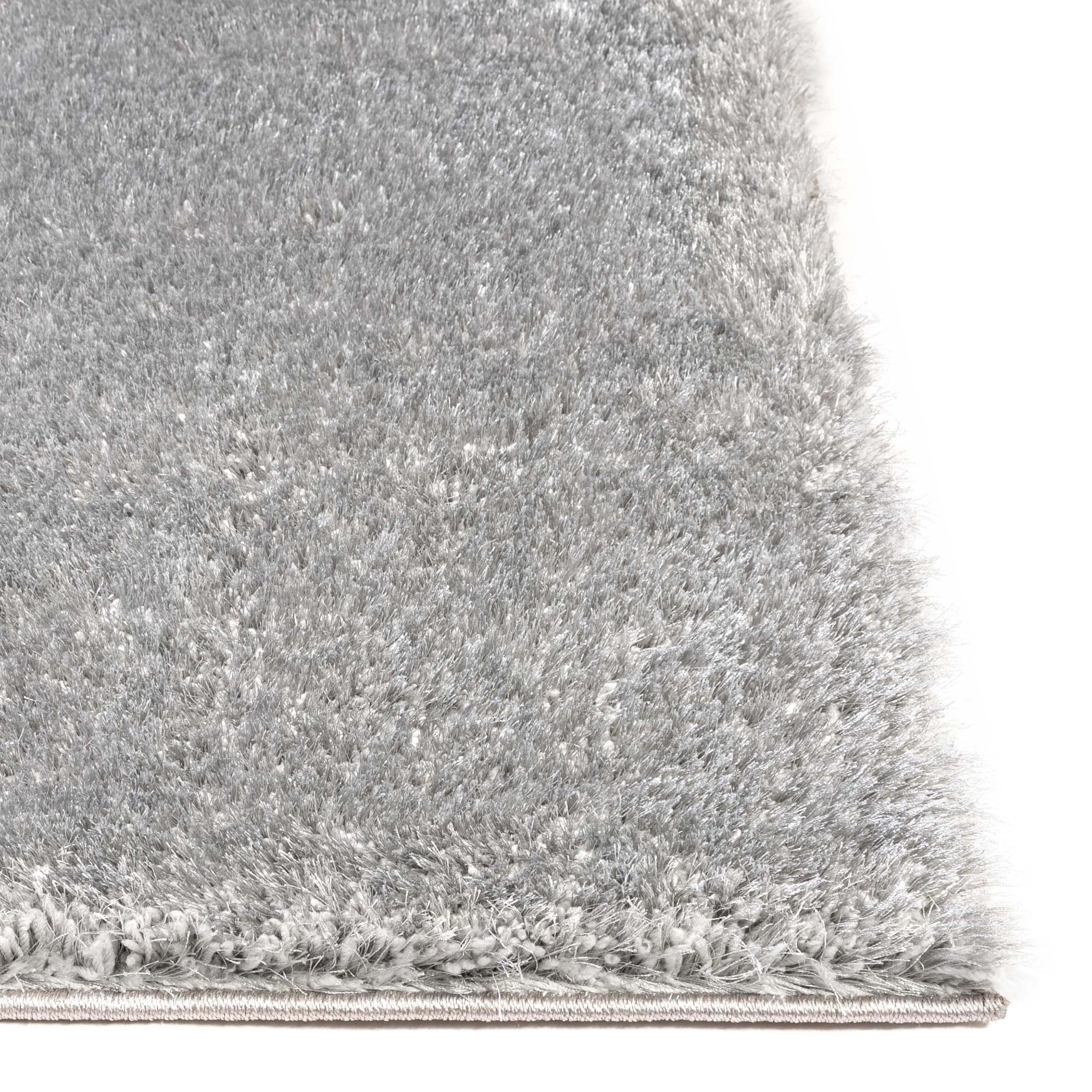 Well Woven Feather Collection Liza Shag Rug – Silver, 5'3