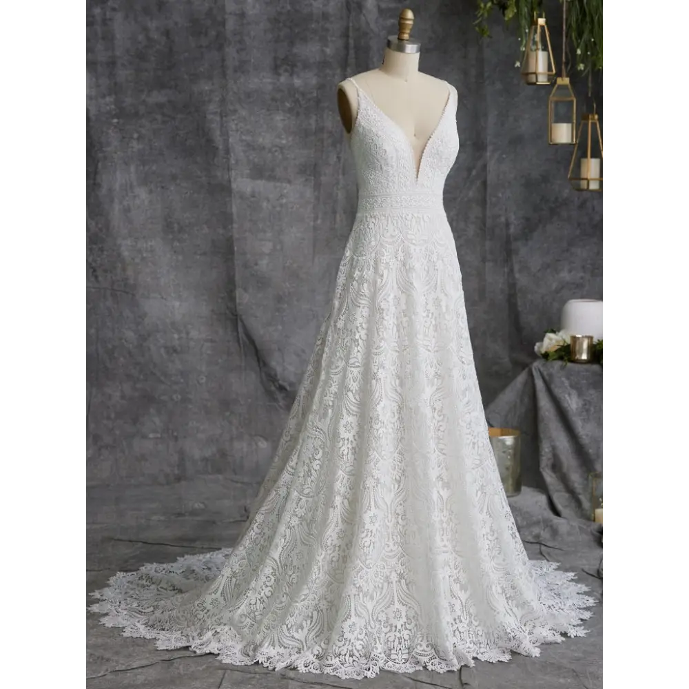 Maggie Sottero Hillary Wedding Dress – Elegant Lace Bridal Gown for Bride, Perfect for Church Ceremony & Outdoor Wedding Photos