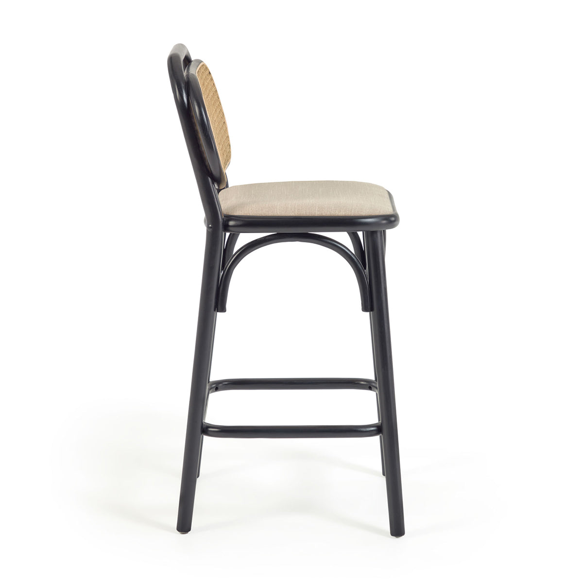 Doriane Rattan Bar Stool - 26 Inch Height, Natural Woven Rattan Barstool with Cushion, Counter Height Stool for Kitchen Island, Breakfast Nook, or Outdoor Patio Bar