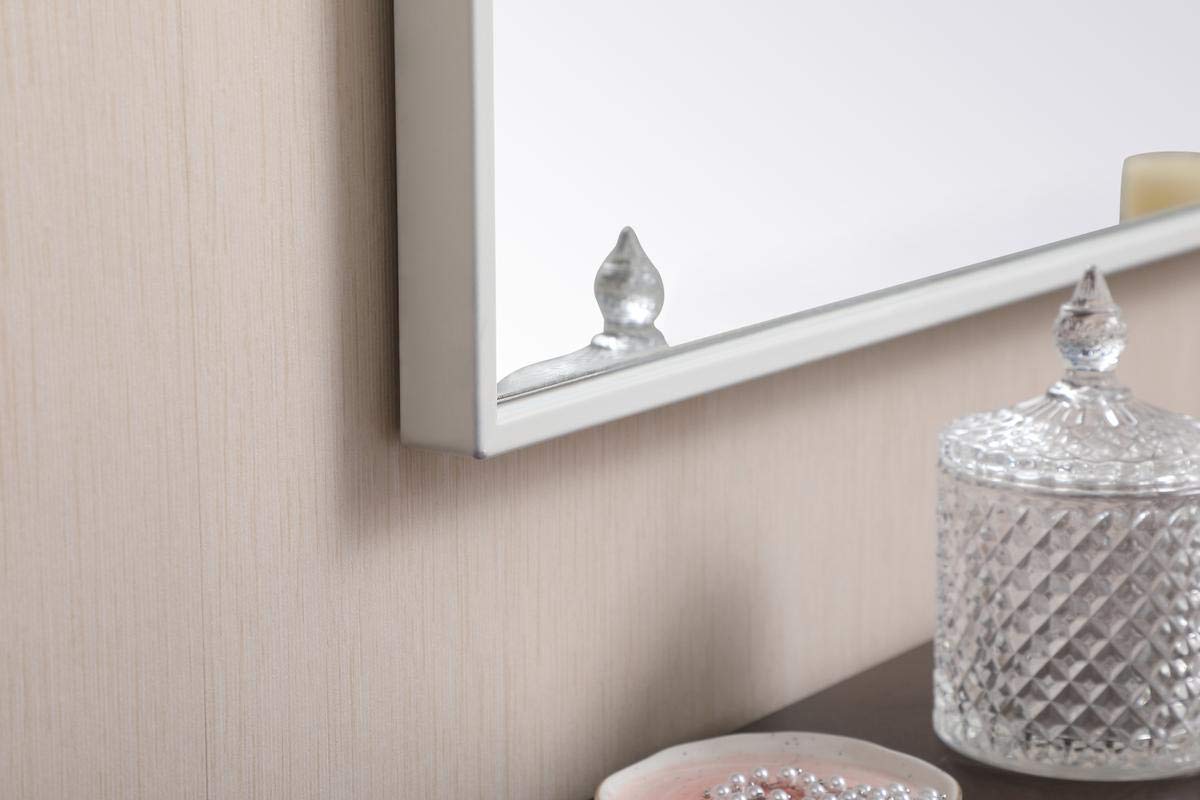 Elegant White Metal Frame Mirror 48x36