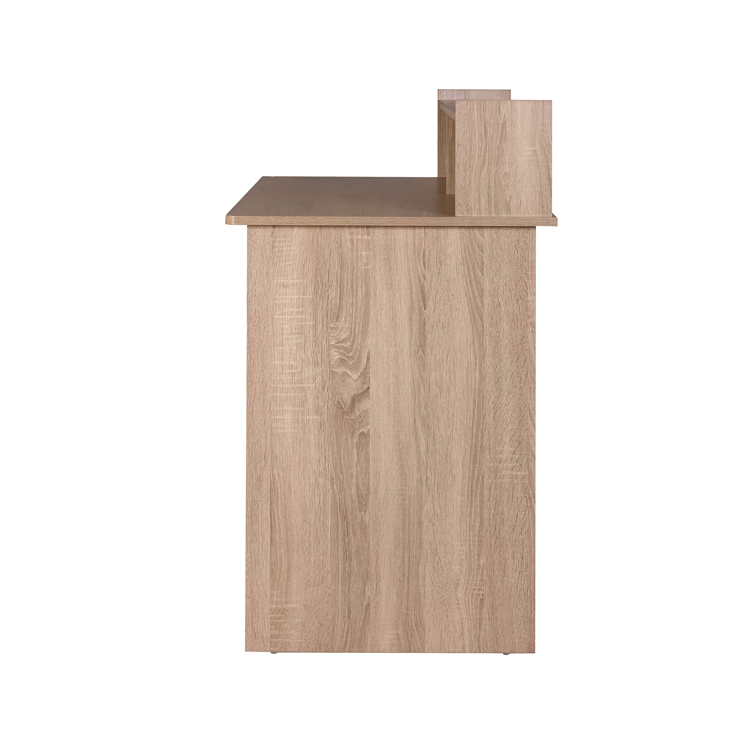 OneSpace Essential Computer Desk with Hutch and Pull-Out Keyboard - Light Oak Finish for Home Office, Study & Small Spaces