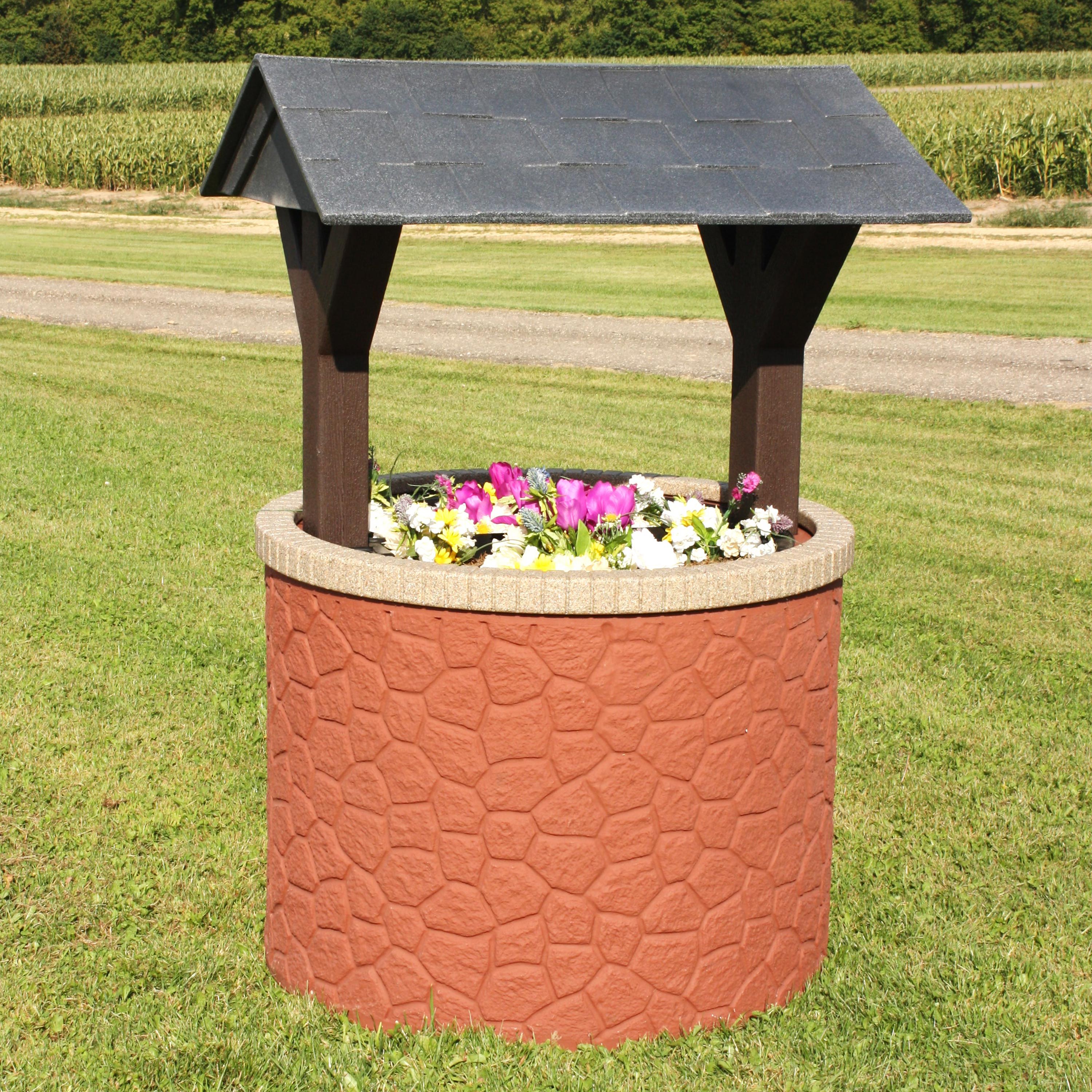 Durable Wishing Well Planter Cover with Base and Roof - Decorative Garden Tank Top for Septic System - Perfect for Outdoor Landscaping, Yard Decor, and Garden Accents