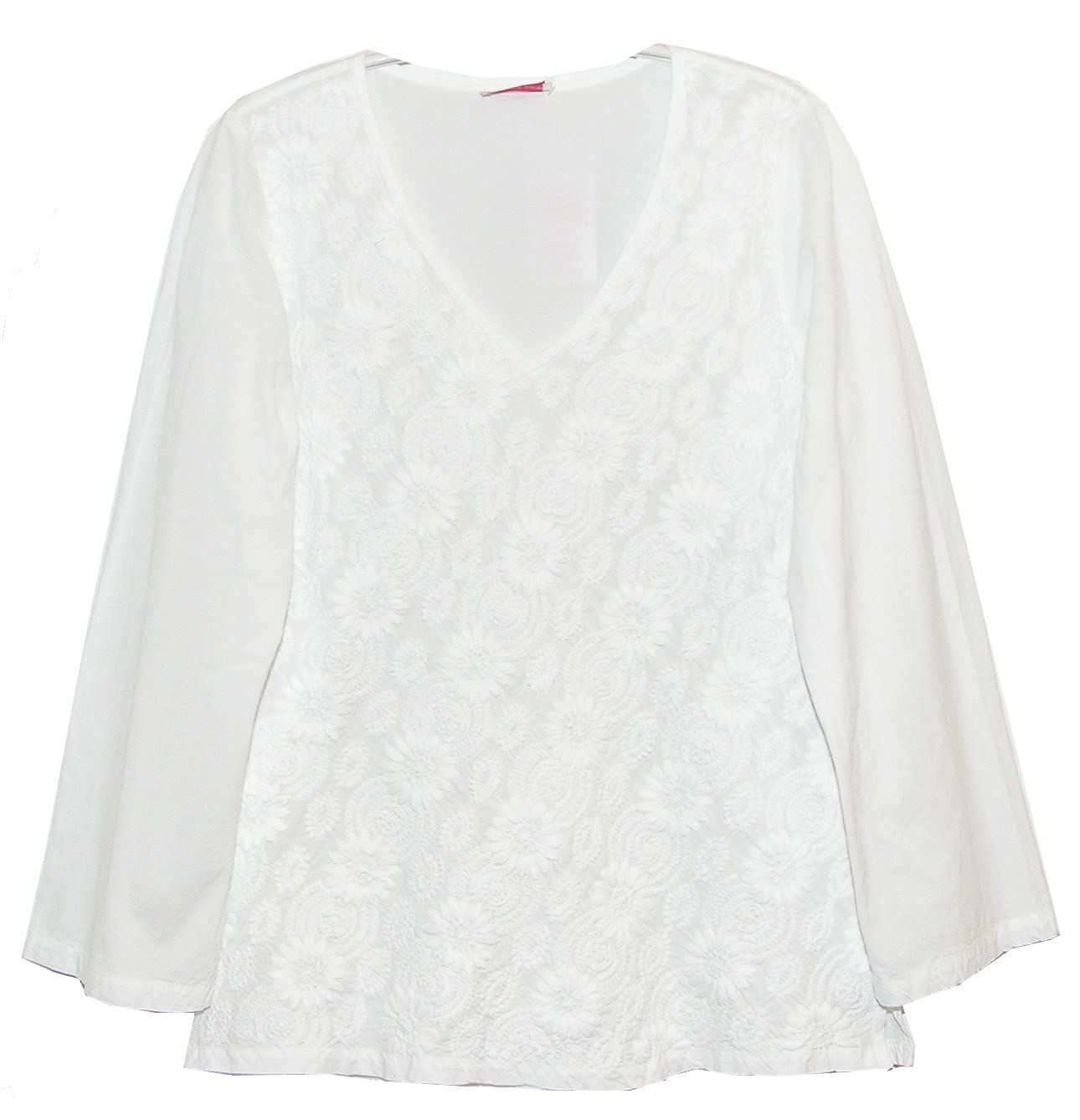 LA CERA Women's Hand-Embroidered Plus Size Tunic Top - Floral Embellished Casual Blouse for Summer, Beach & Boho Style Outfits