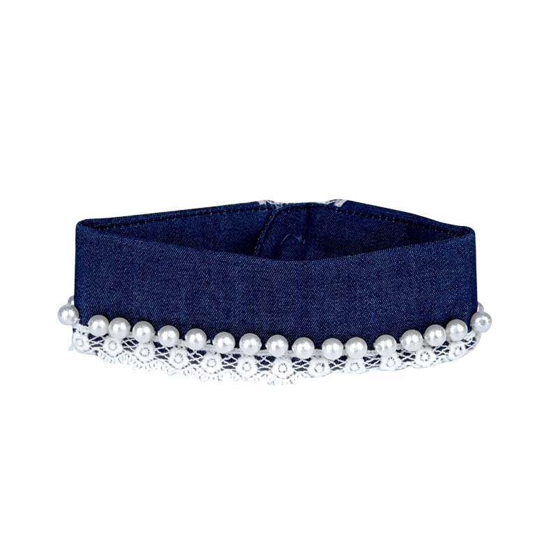Elegant Denim Collar with Pearl Accents - Stylish Fashion Accessory for Women | Perfect for Casual Outfits, Parties & Special Occasions