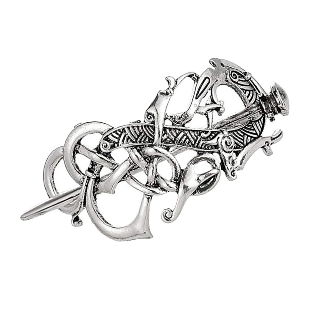 FRCOLOR Celtic Knot Hair Clip - Silver Viking Hair Pin for Women & Girls | Retro Hair Slide Stick for Braids, Updos & Medieval Costumes